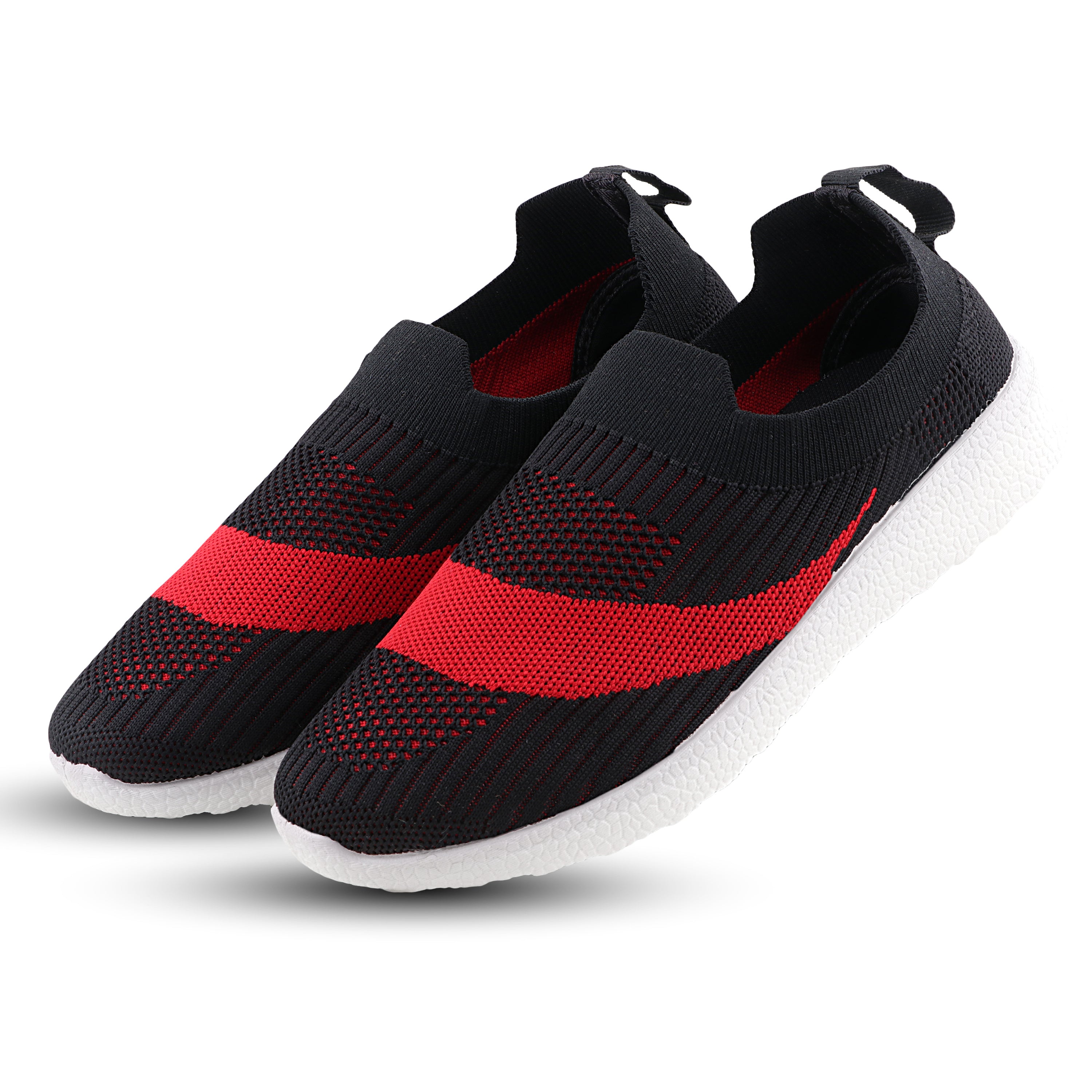 FUEL Wanda Lightweight  | Breathable & Stylish Slip-On Casual Shoes for Women (Black-Red)