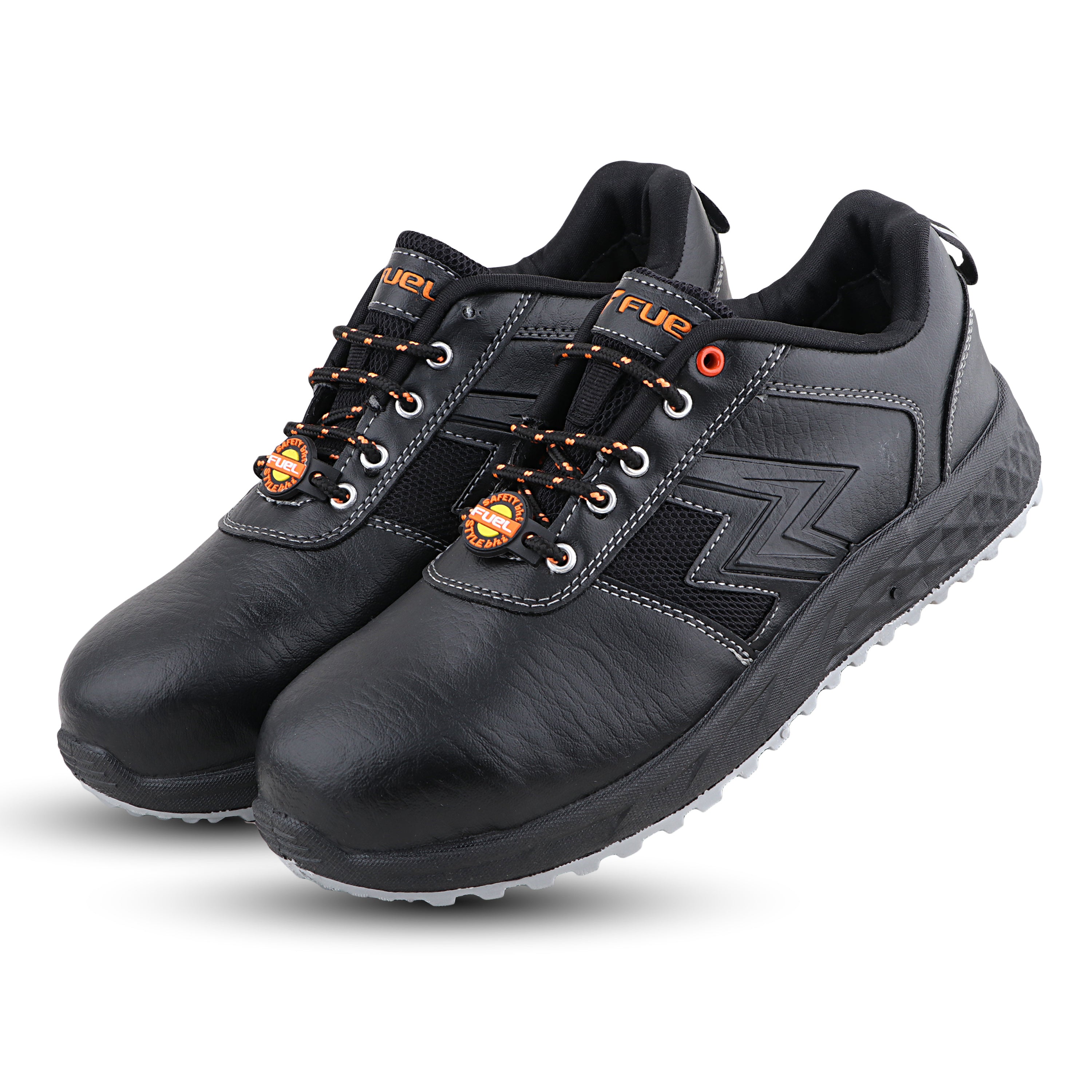 FUEL Gravix Industrial Steel Toe Safety Shoes for Men in Synthetic Upper & PVC double density Sole (Black)