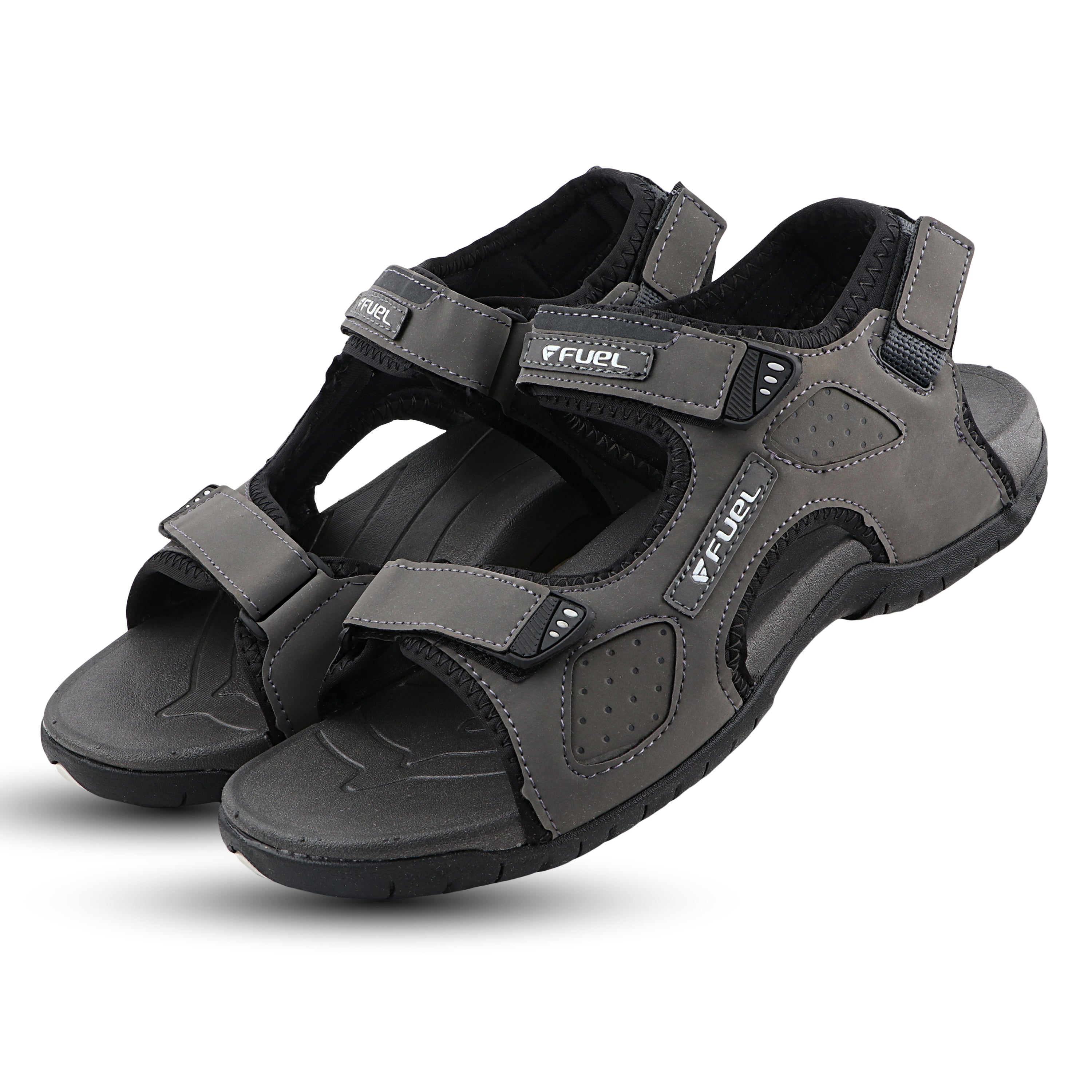 FUEL 2112-07 Tough Grip Sole Adjustable Velcro Sports Sandals (Grey)