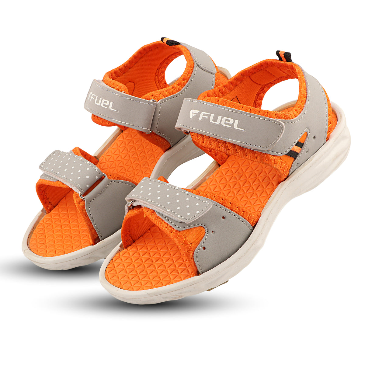 FUEL Yug-01 Cushioned Footbed with Velcro Closure & Lightweight EVA Sole Sports Sansal for Kids (Orange)