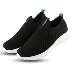 FUEL Flash-02 Soft Cushioned Insole and Breathable Knit Upper with EVA Sole & Casual Slip-On Sports Shoes for Men (Black)