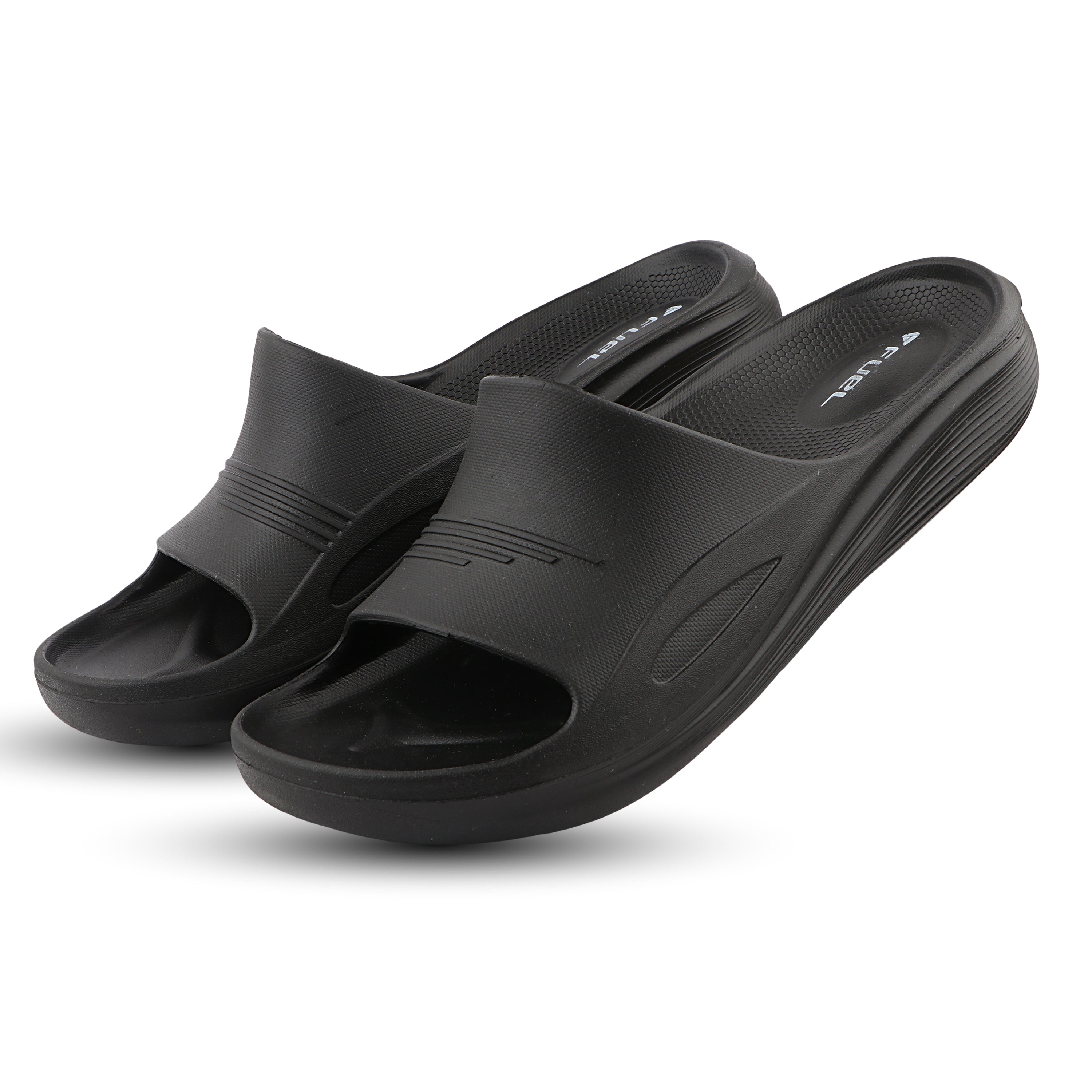 FUEL Cloud Cushioned Footbed and Lightweight Slip-On Design with Anti-Slip Sole for Men's (Black)