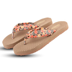 FUEL Flora Cushioned Footbed with Synthetic Cloth Upper & Lightweight EVA Sole for Women's (Orange)