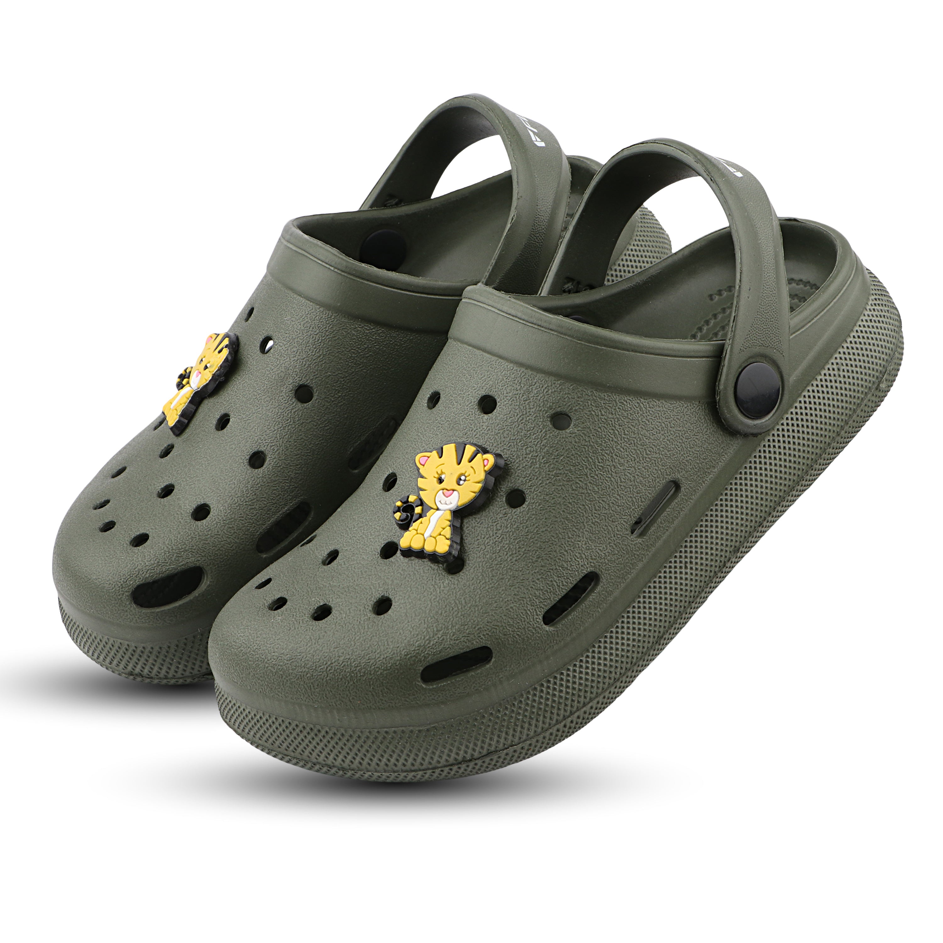 FUEL Hooper Lightweight & Comfortable Pull-On Casual Clogs with Cushioned Footbed for Kids (Olive)