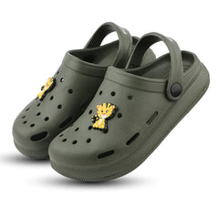 FUEL Hooper Lightweight & Comfortable Pull-On Casual Clogs with Cushioned Footbed for Kids (Olive)