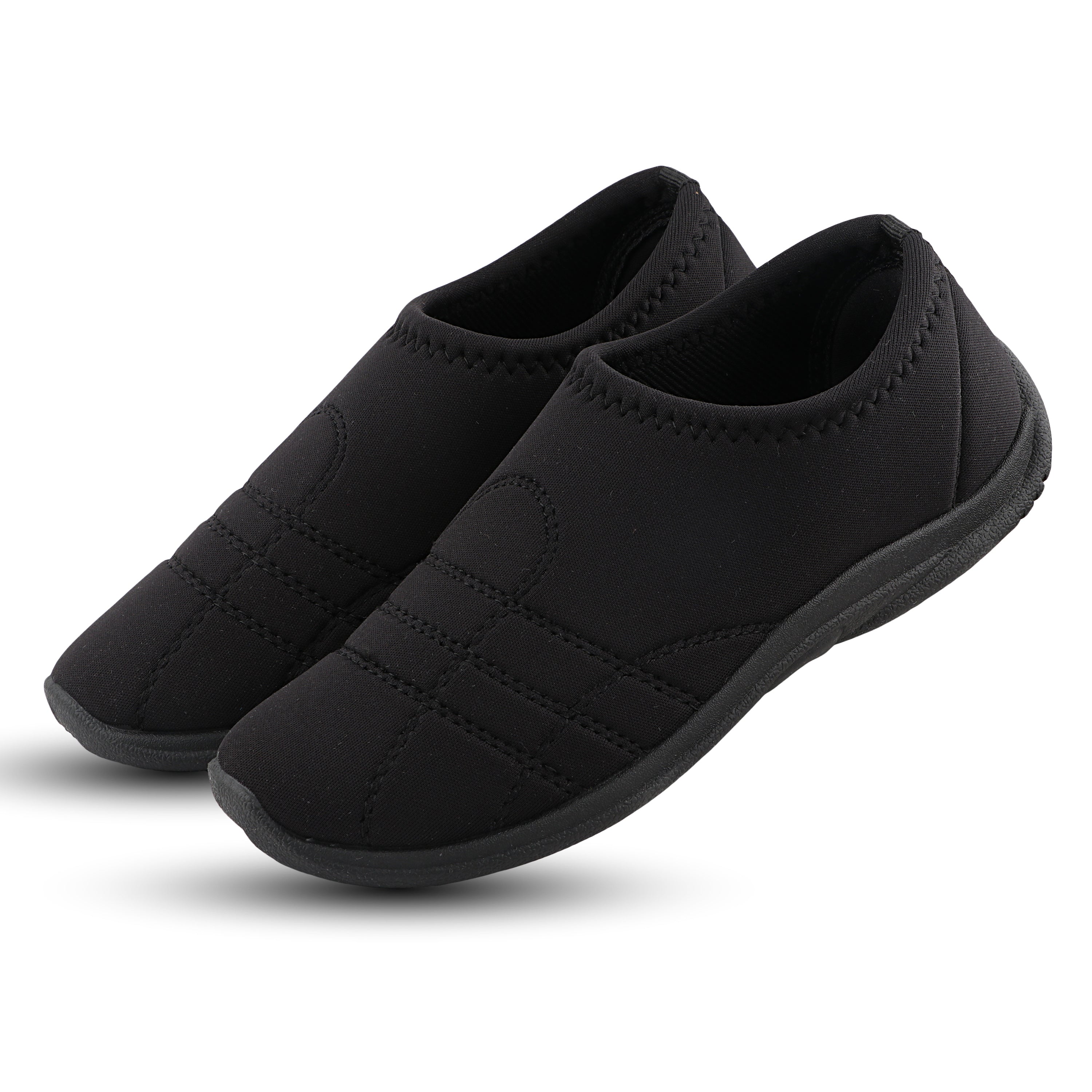 FUEL Comfort-05 Lightweight & Breathable Lycra Upper with Cushioned Footbed Casual Slip-On Shoes for Women's (Black)