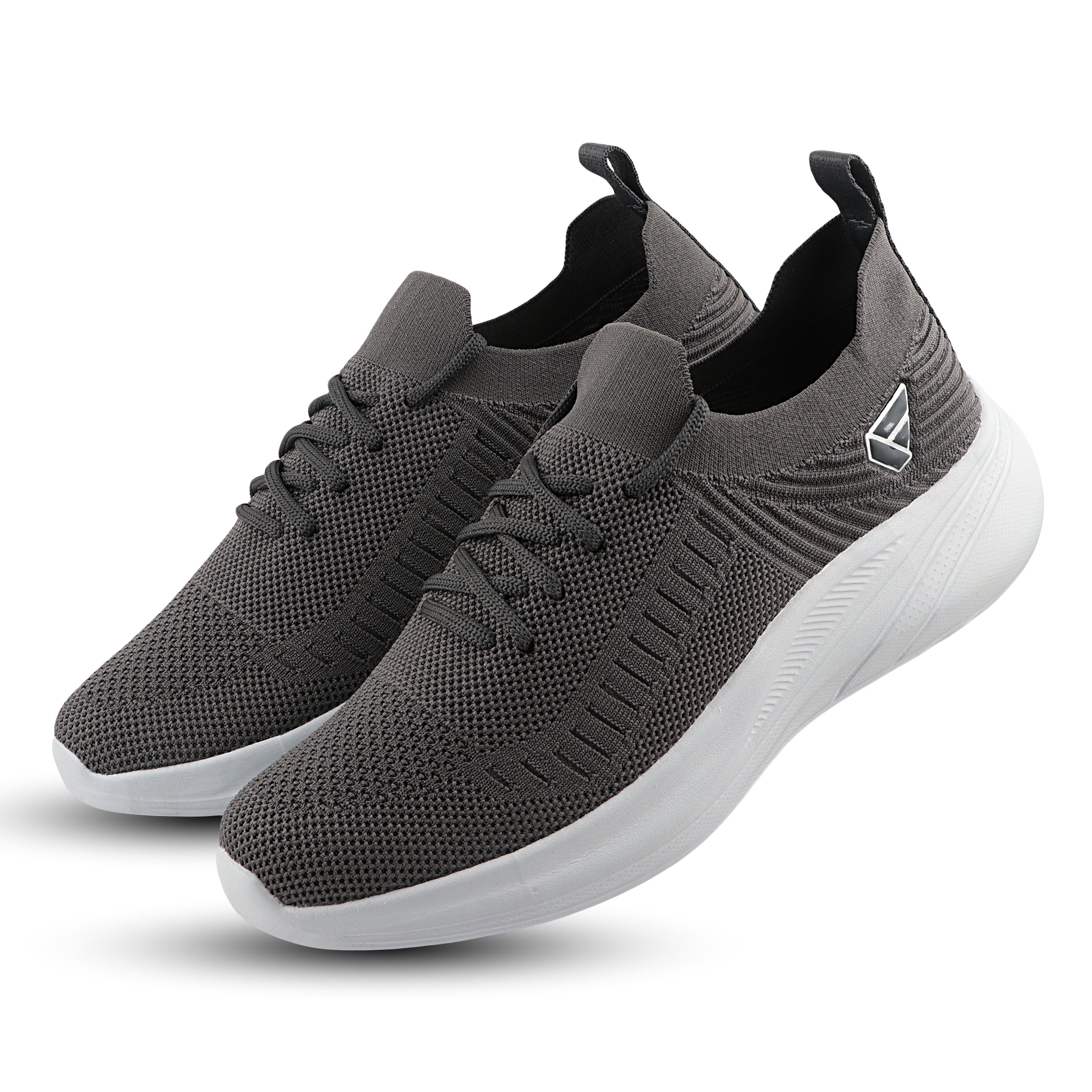 FUEL Player Breathable Knitted Fabric and Lightweight EVA Sole with Cushioned Footbed Sports Shoes for Men's (Grey)