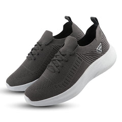 FUEL Player Breathable Knitted Fabric and Lightweight EVA Sole with Cushioned Footbed Sports Shoes for Men's (Grey)