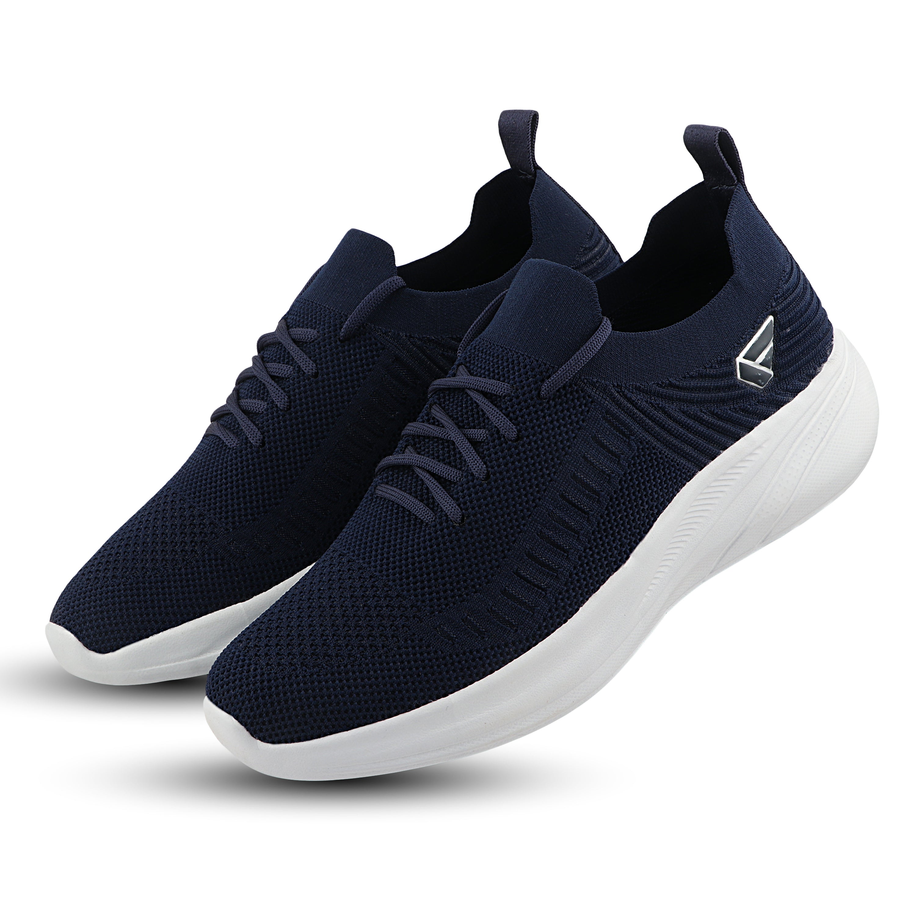 FUEL Player Breathable Knitted Fabric and Lightweight EVA Sole with Cushioned Footbed Sports Shoes for Men's (Navy)