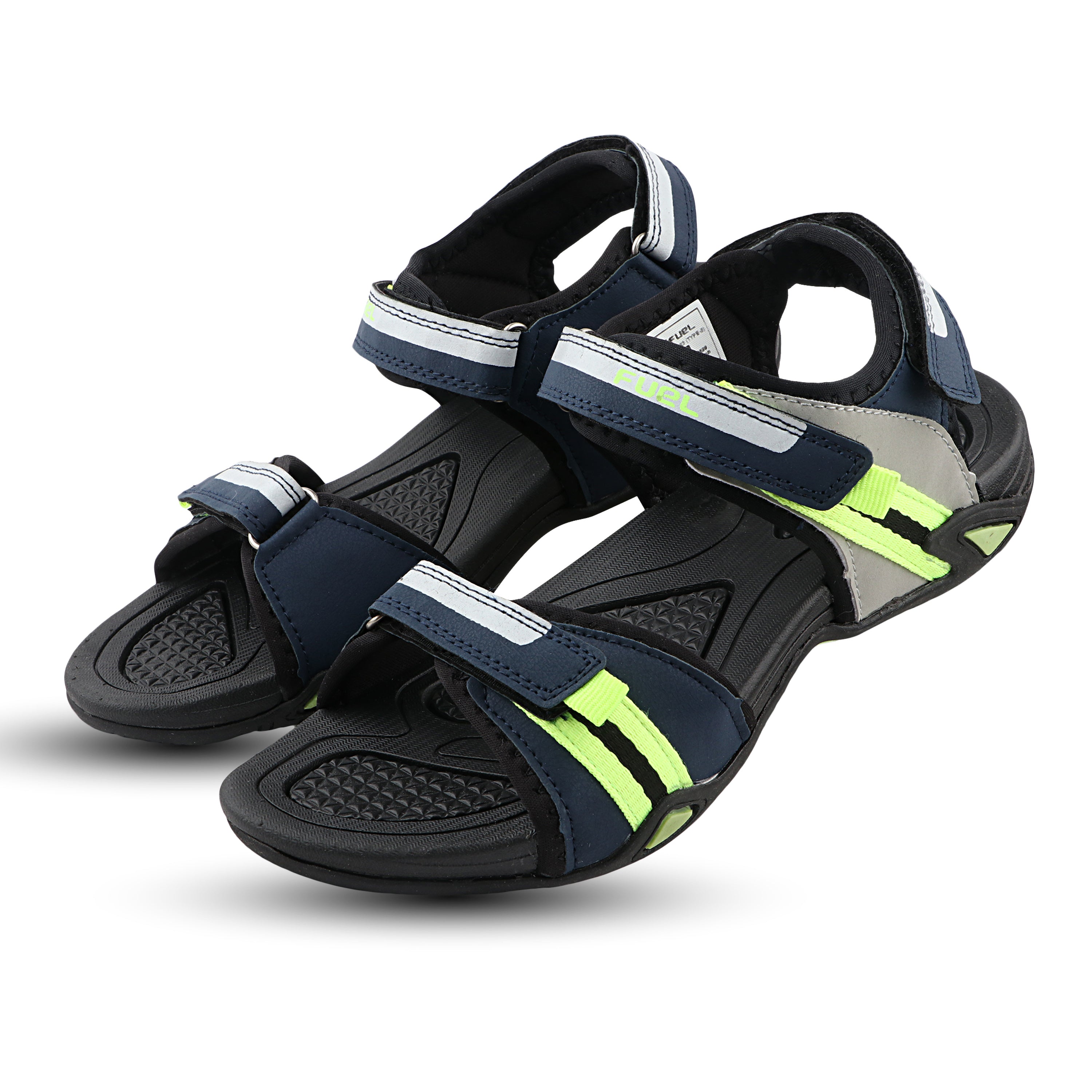FUEL Vento-JR-02 Men’s Sports Sandals | Velcro Strap | EVA + TPR Sole | Cushioned Footbed | Lightweight Walking Sandals for Daily, Travel & Outdoor Use (Green)