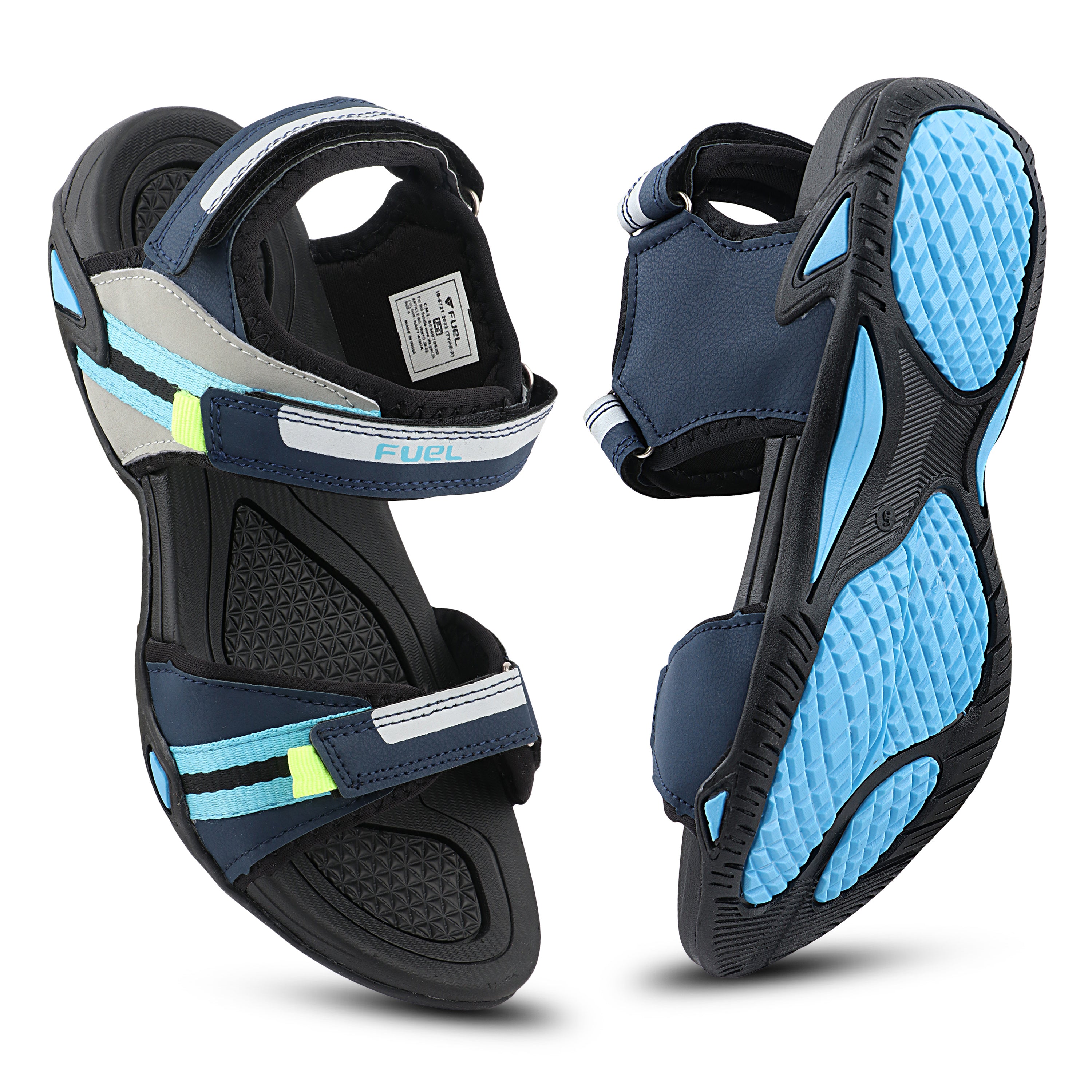 FUEL Vento-JR-02 Men’s Sports Sandals | Velcro Strap | EVA + TPR Sole | Cushioned Footbed | Lightweight Walking Sandals for Daily, Travel & Outdoor Use (Navy)