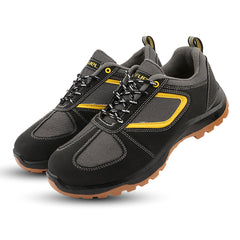 FUEL Diesel  Rexine & Mesh Upper, 200J Steel Toe Protection, Lace-Up Industrial Safety Work Shoes with Durable PVC Sole for Factory, Construction, Warehouse & Heavy-Duty Use Safety Shoes for Men's (Black)