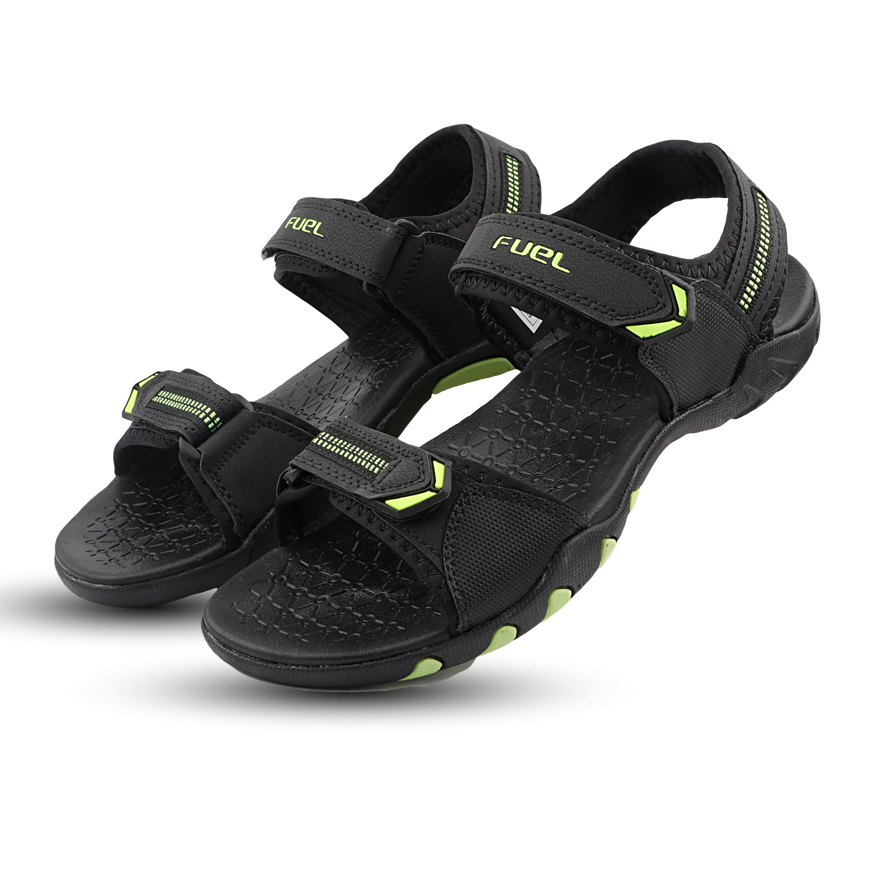 FUEL Sprandi-01 Sports Sandals for Men | Lightweight Walking & Outdoor Sandals | Breathable Mesh + Rexine | Easy Velcro Fit | EVA + TPR Sole | Cushioned Footbed (P.Green)