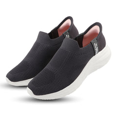 FUEL Gloria Women's Slip-On Shoes | Lightweight Casual Shoes | Soft Knitted Fabric Upper | Easy Slip-On Design | EVA Sole | Cushioned Footbed | Comfortable Everyday Footwear (Grey)