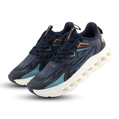 FUEL Sprintx Sports Shoes for Men – Comfortable Knitted Fabric Lace-Up Shoes with Cushioned Footbed and Lightweight EVA Sole for Walking, Travel, Workout & Everyday Wear (Navy)