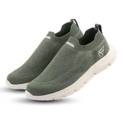 FUEL Flash-03 Men’s Casual Shoes, Green Textured Slip-On Footwear with Chunky White Sole for Everyday Wear, (Green)