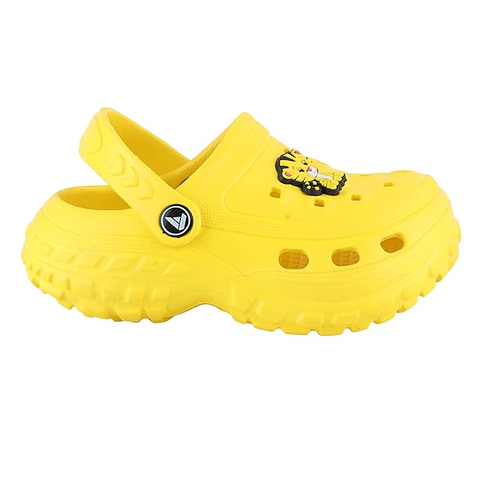 FUEL Clogs for Kids, Daily wear Comfortable, Lightweight Anti Skid Clogs Slipper for 4-10 Years Boys/Girls/Toddler (Poddle-Yellow)