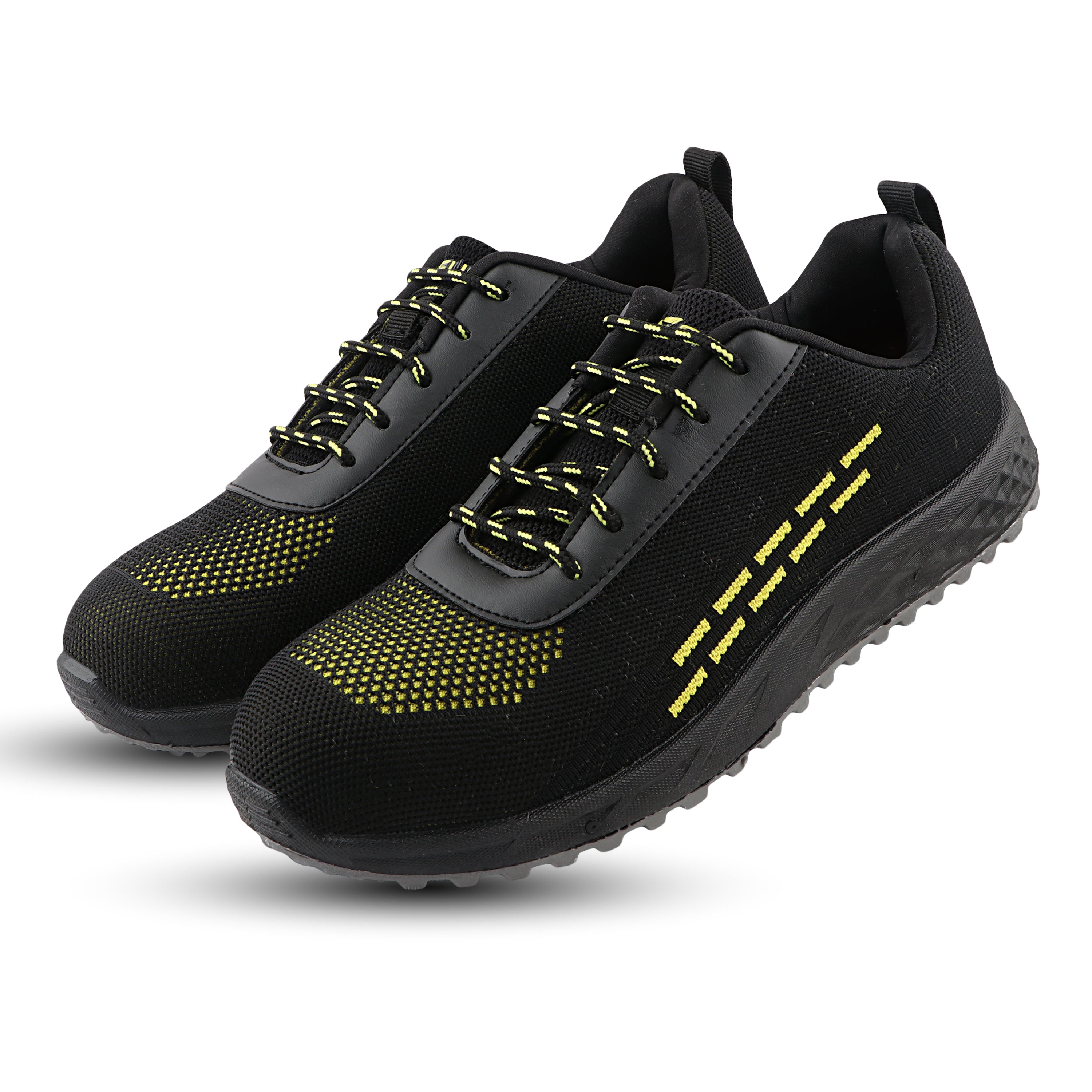 FUEL Armour 1 DD ISI Marked Strong Knitting Upper Breathable Safety Shoes for Men's Steel Toe Cap With Double Density Rubberized PVC Sole (Black)