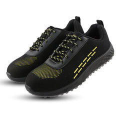 FUEL Armour 1 DD ISI Marked Strong Knitting Upper Breathable Safety Shoes for Men's Steel Toe Cap With Double Density Rubberized PVC Sole (Black)