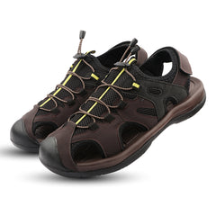 FUEL Commando-03 Fishermen Sandals | Mesh + Rexine Upper | EVA + Rubber Sole | Cushioned Footbed | Adjustable Velcro Closure (Brown)