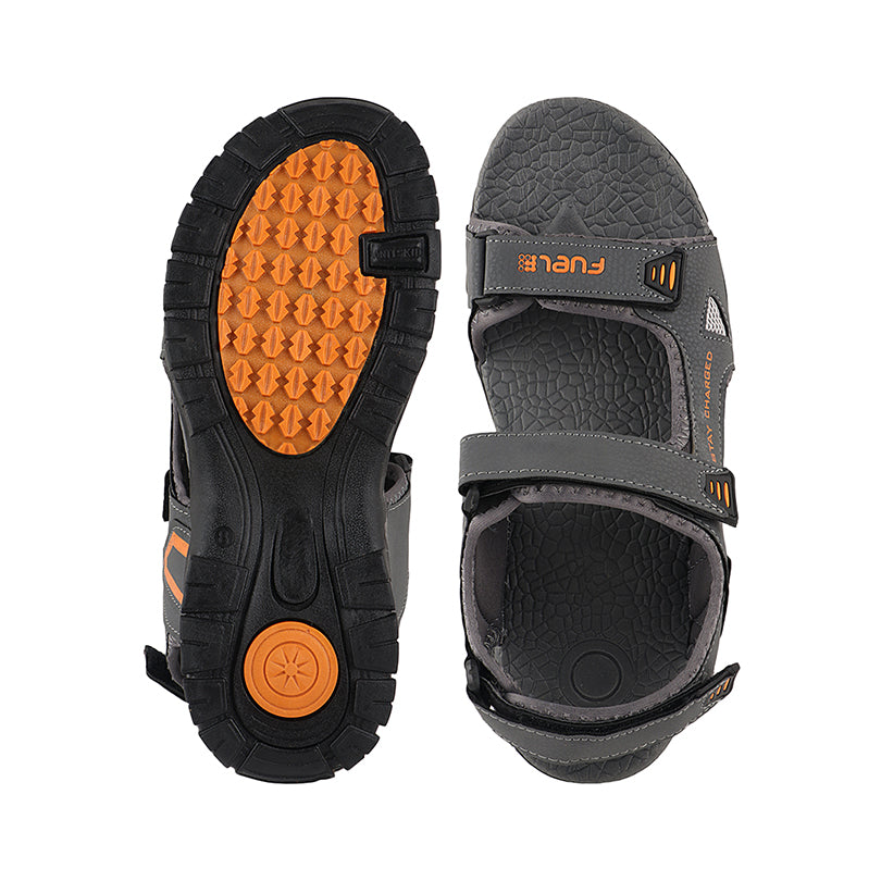 Fuel Rambo-04 sandal for man  (Dark Grey & Orange)