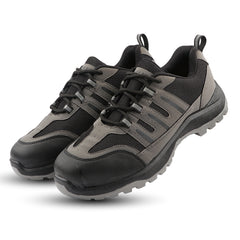 FUEL Diesel-03 Grey Black Safety Shoes for Men – Industrial Work Shoes with Metal Toe Cap, Durable Anti-Slip PVC Sole and Comfortable Mesh Lining, (Black,Grey)
