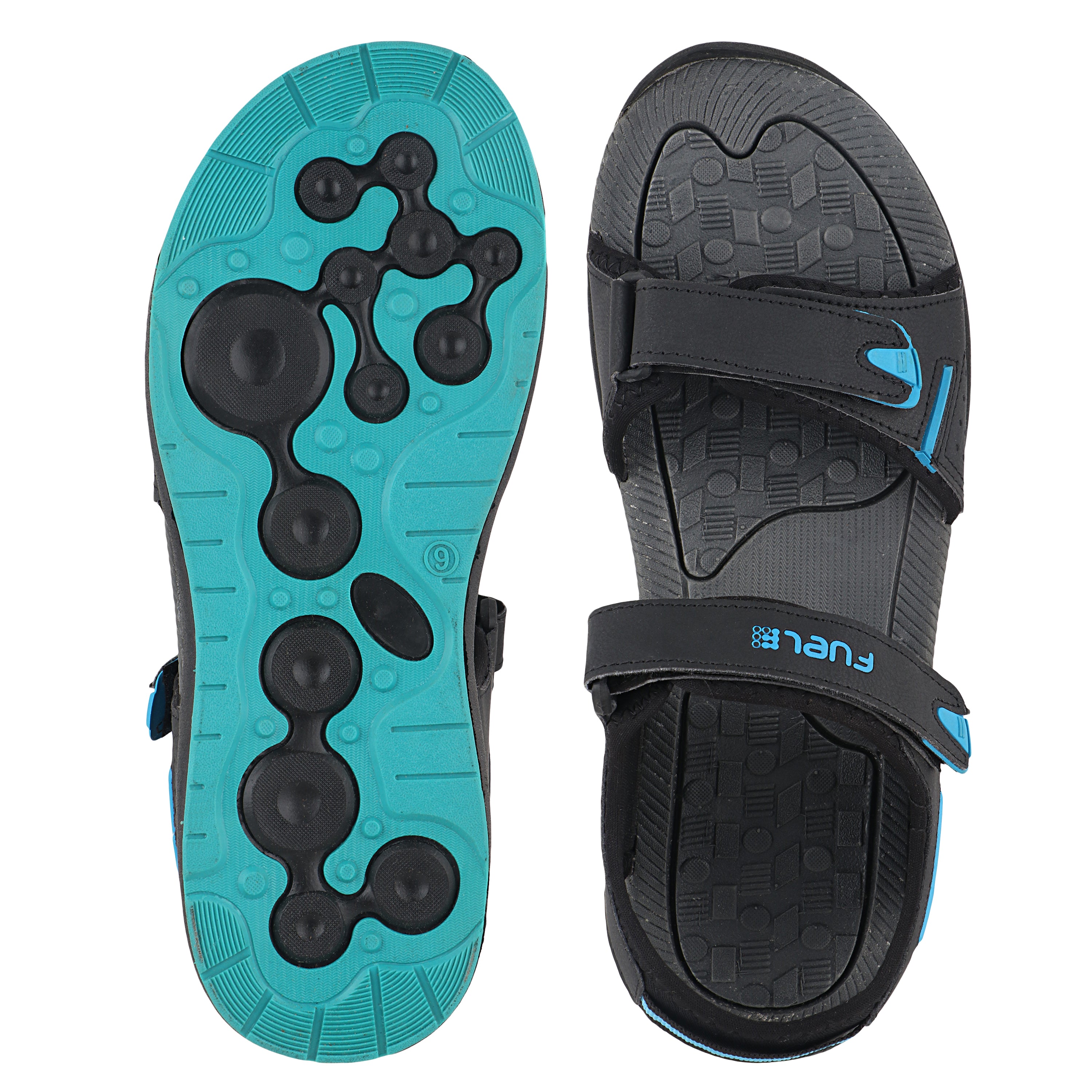 Fuel Mark Sandals For Men's (Black-Aqua)