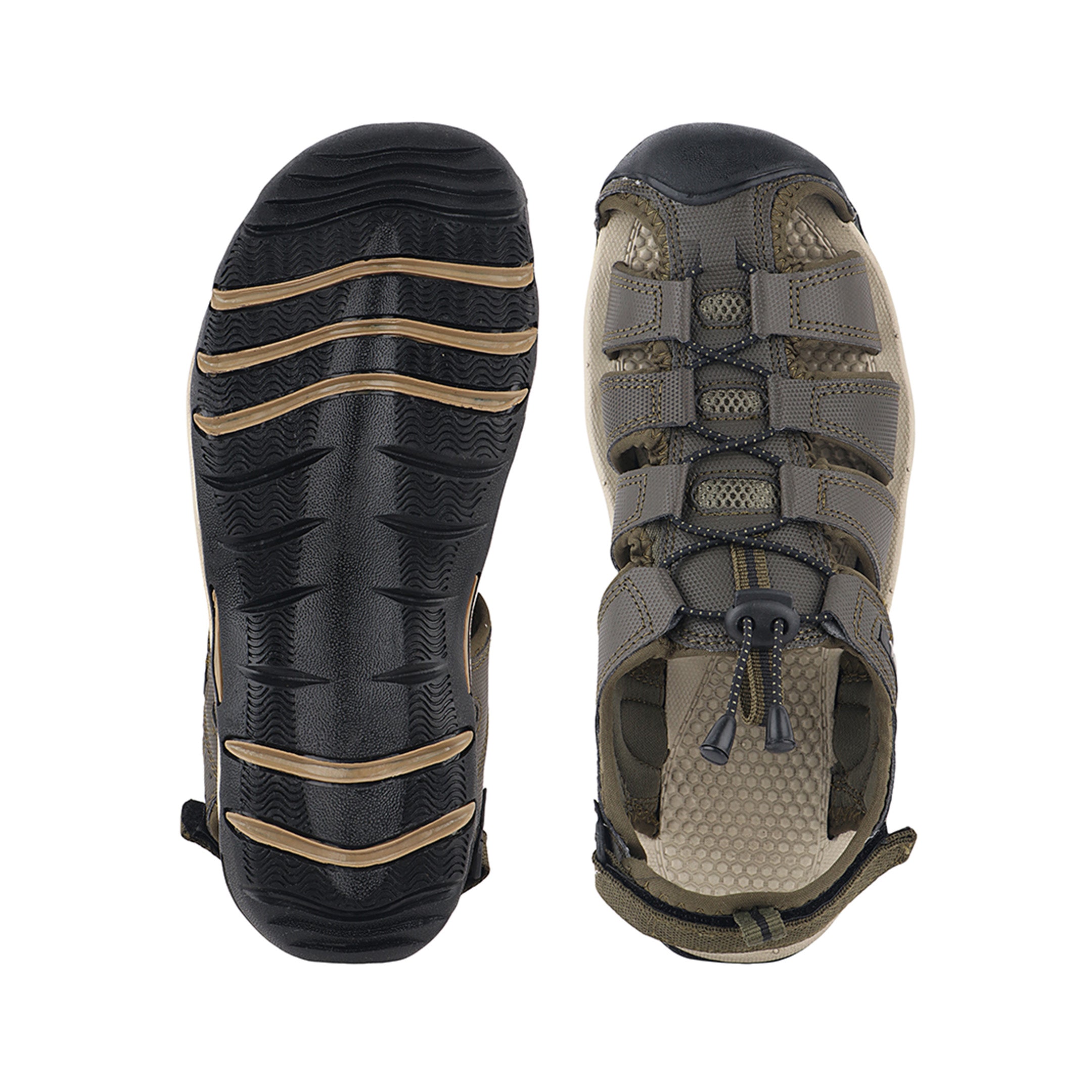 FUEL Soldier-10 Fisherman Protective Toe Cap with Durable Upper & Soft Cushioning Sandals for Men's (Olive)
