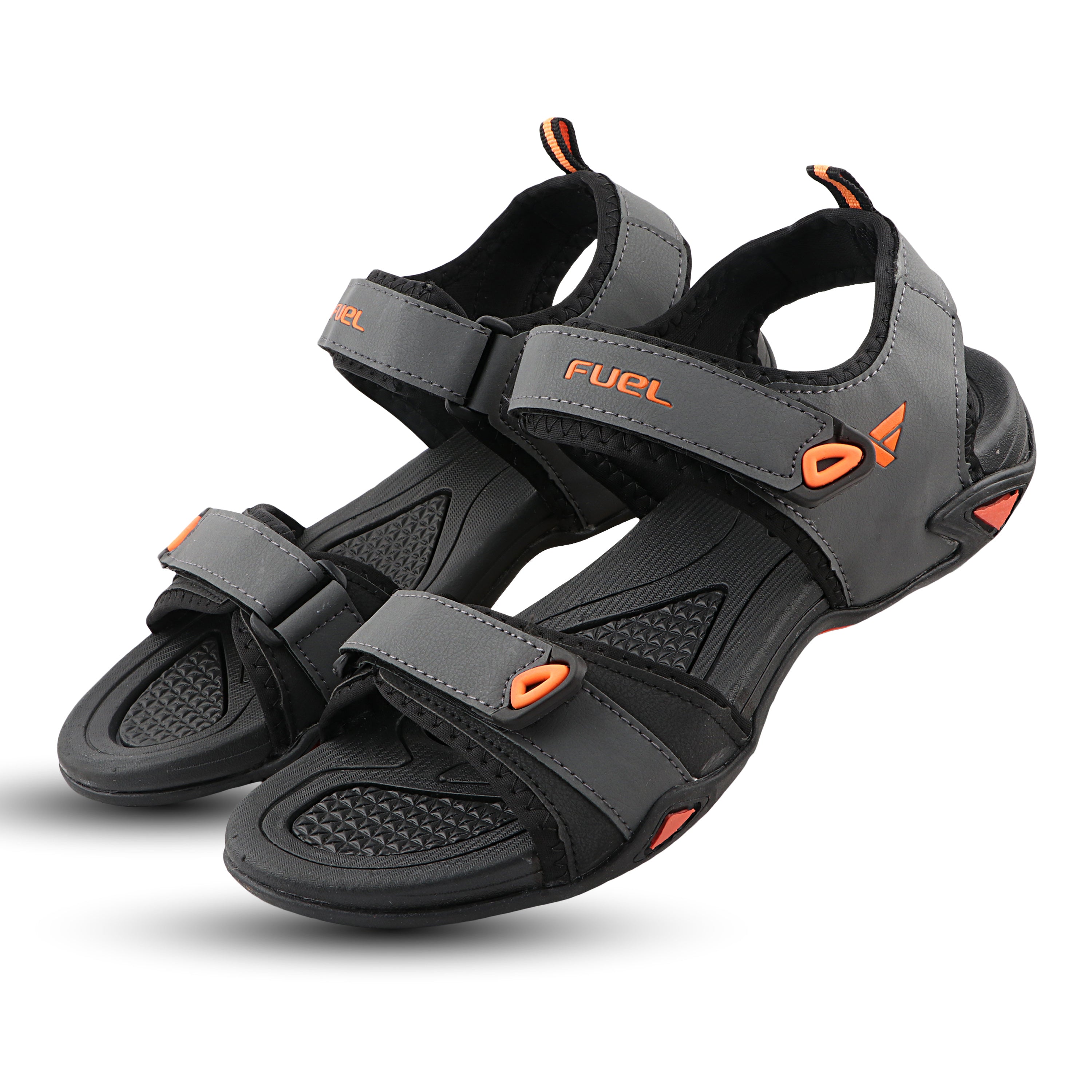 FUEL Vento-02 Comfortable & Light-weight Sandals For Men's (Grey-Orange)