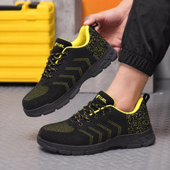 FUEL Arsenal Lightweight Safety Shoes for Men – Durable Industrial Sports Design with Strong Knitted Upper, PVC Sole, and 100J Metallic Toe Cap (UK 6–11)