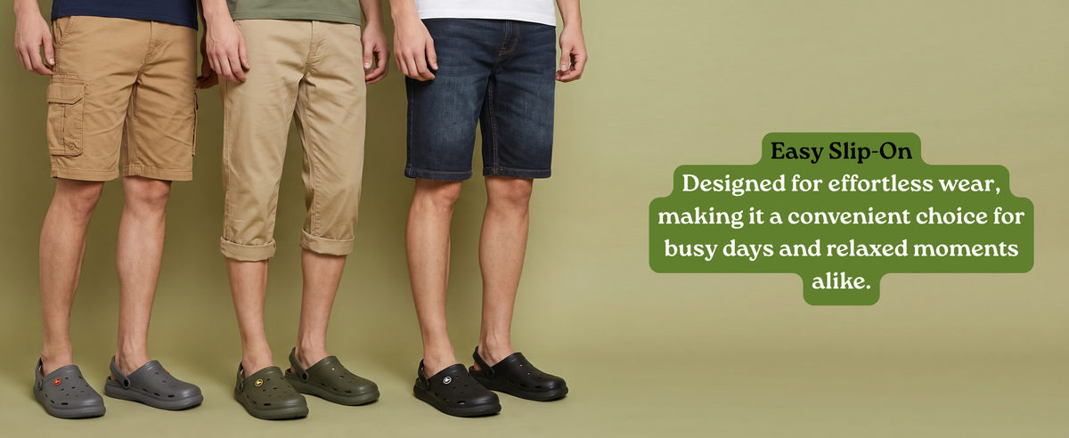FUEL 1101 Lightweight and Comfortable Slip-On Casual Clogs with Cushioned Footbed Clogs for Men's (Black)