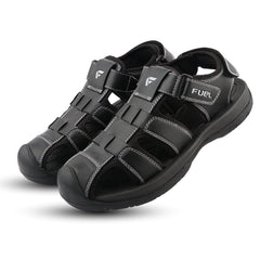 FUEL Commando-1 Comfortable Outdoor & Daily Wear  Men’s Flexible Fisherman Sandals with Protective Toe Cap (Black)