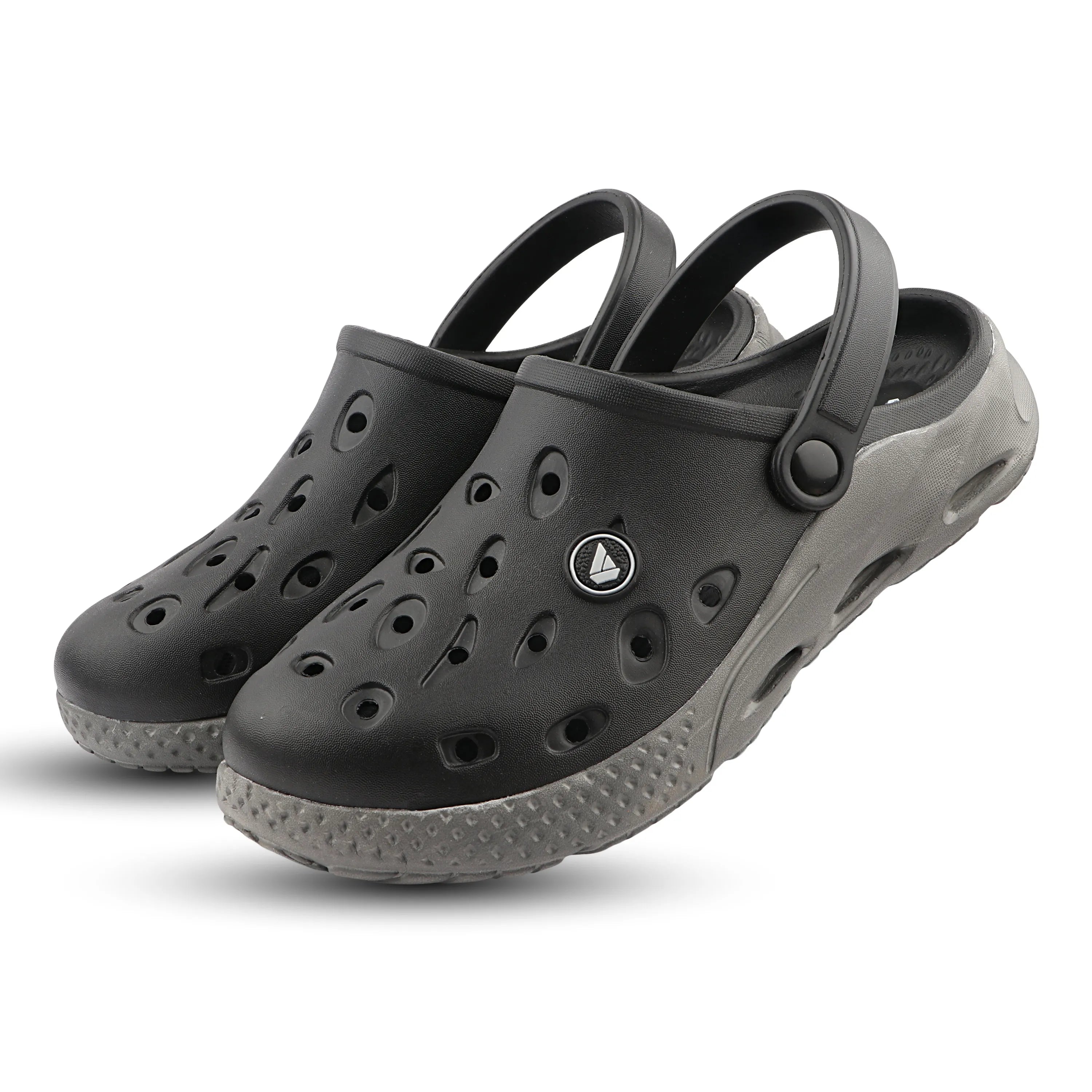FUEL XO-Rova Clogs for Men – Lightweight & Comfortable EVA Clogs with Cushioned Footbed, (Black-Grey)