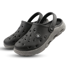 FUEL XO-Rova Clogs for Men – Lightweight & Comfortable EVA Clogs with Cushioned Footbed, (Black-Grey)