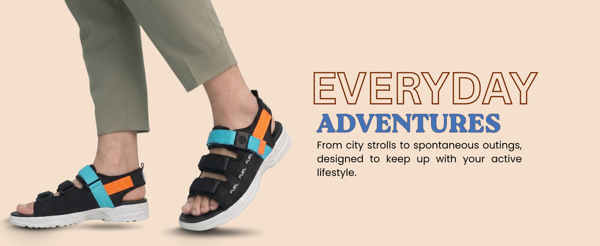 FUEL Combat-05 Comfortable and Stylish Casual Sandals For Men's (Black)