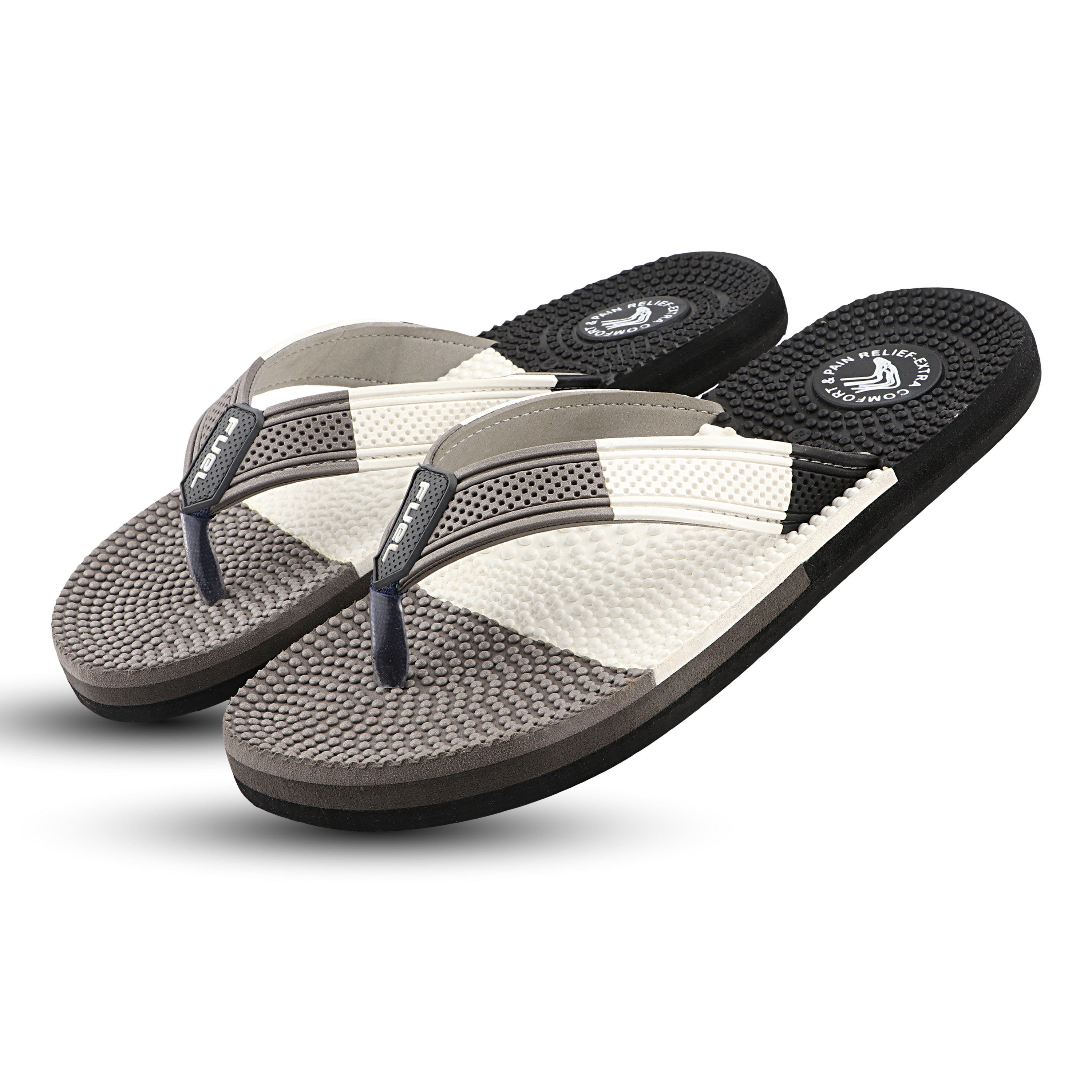 FUEL Trenzo Comfortable Slip-On Slippers with Cushioned Insole & Flexible Sole for Men's (Black)