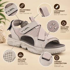 FUEL Gabbro Chunky Sports Sandals for Men (Beige)