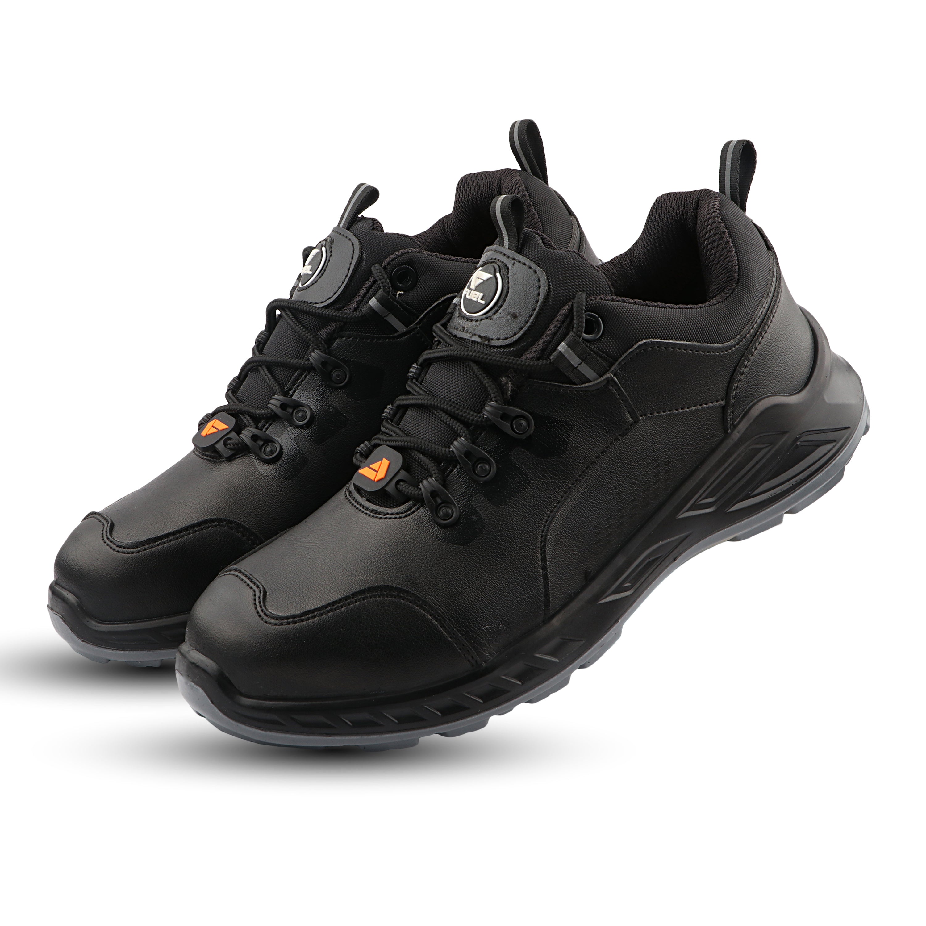 FUEL Smith-01 200J Metallic Toe Cap Micro Fiber Upper Safety Shoes for Men with PU Double Density Sole (Black)