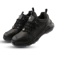 FUEL Smith-01 200J Metallic Toe Cap Micro Fiber Upper Safety Shoes for Men with PU Double Density Sole (Black)