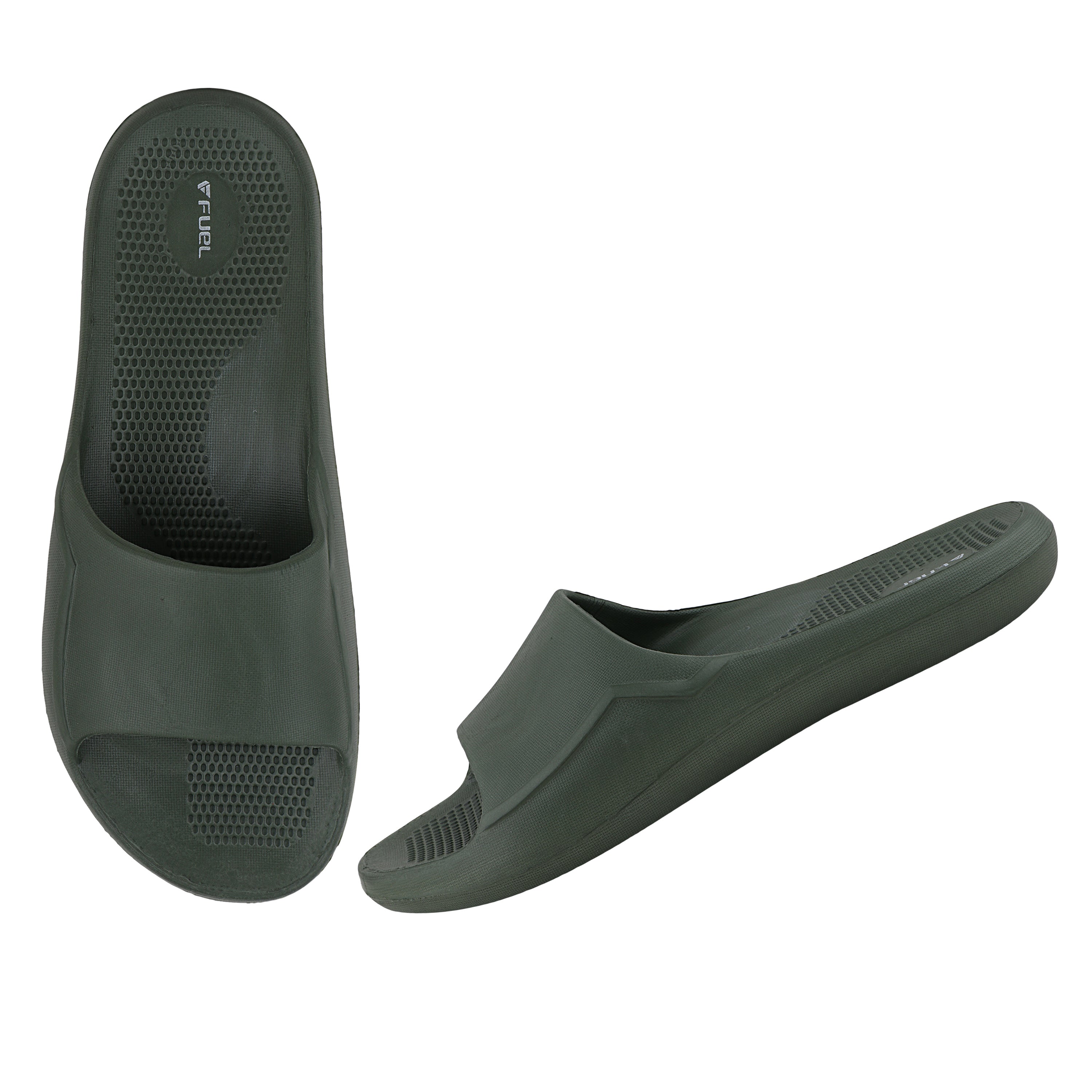 FUEL Swift Anti-Slip Slip-On Slippers for Daily Wear Comfort Slides for Men with Textured EVA Sole