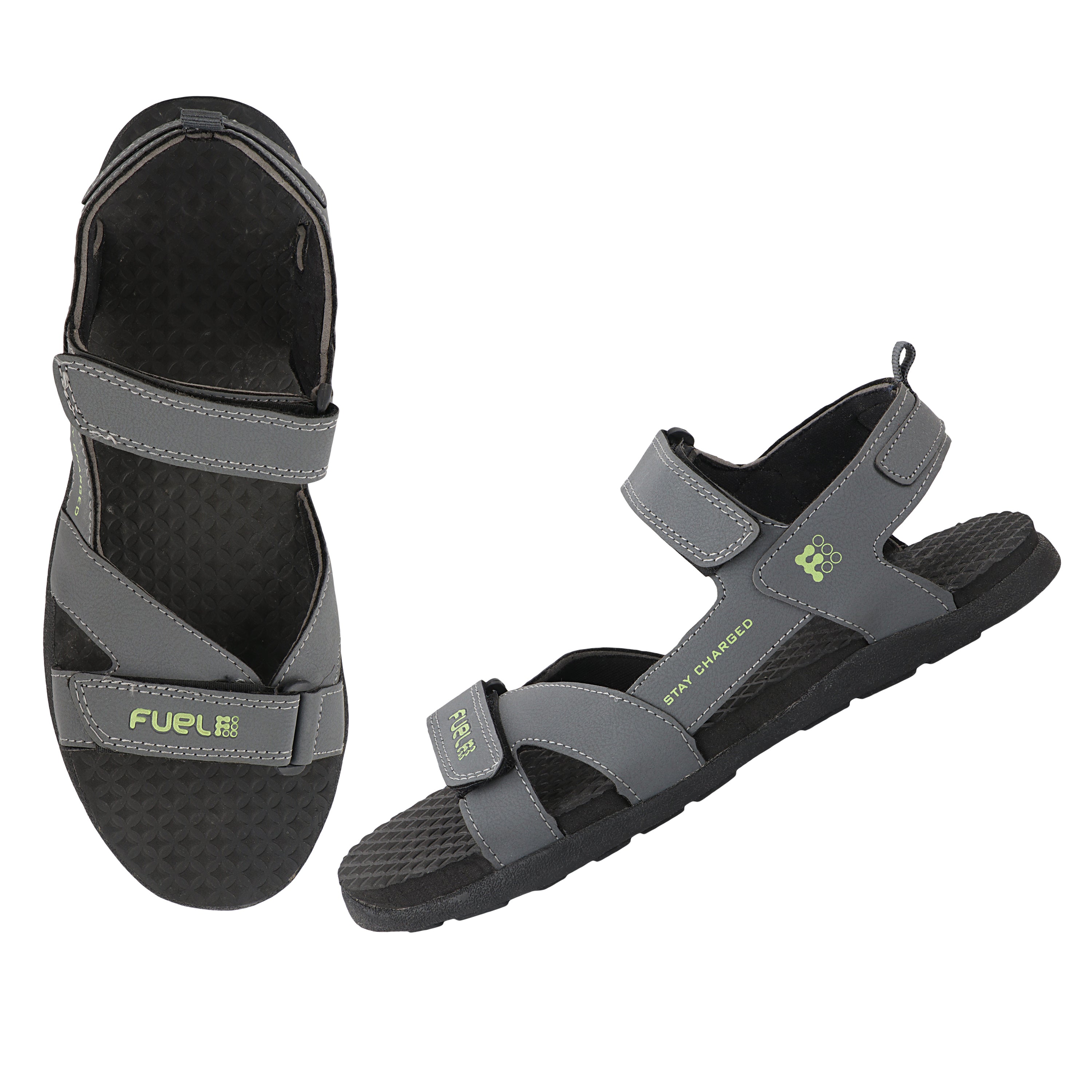 FUEL Roadster-02 Ultra Light-Weight Sports Sandals For Men (Dark-Grey)
