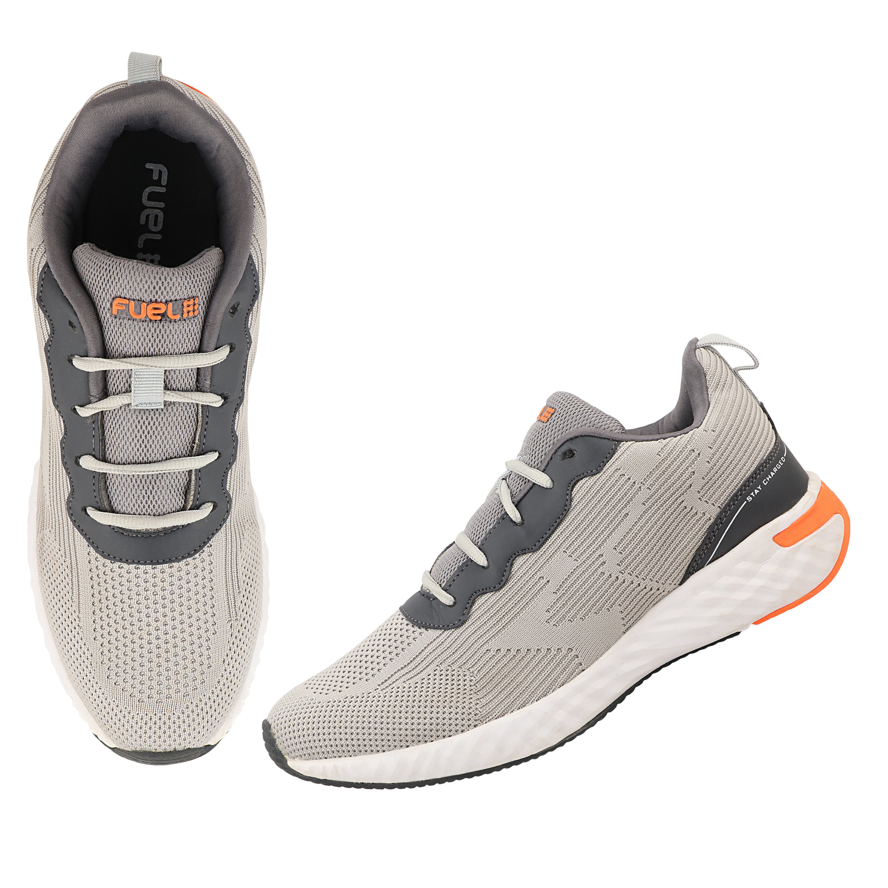 FUEL Rockstar Lightweight Lace-Up & Anti-Skid Men Sports Shoes for Running, Walking, Gym & Casual Wear (Grey)
