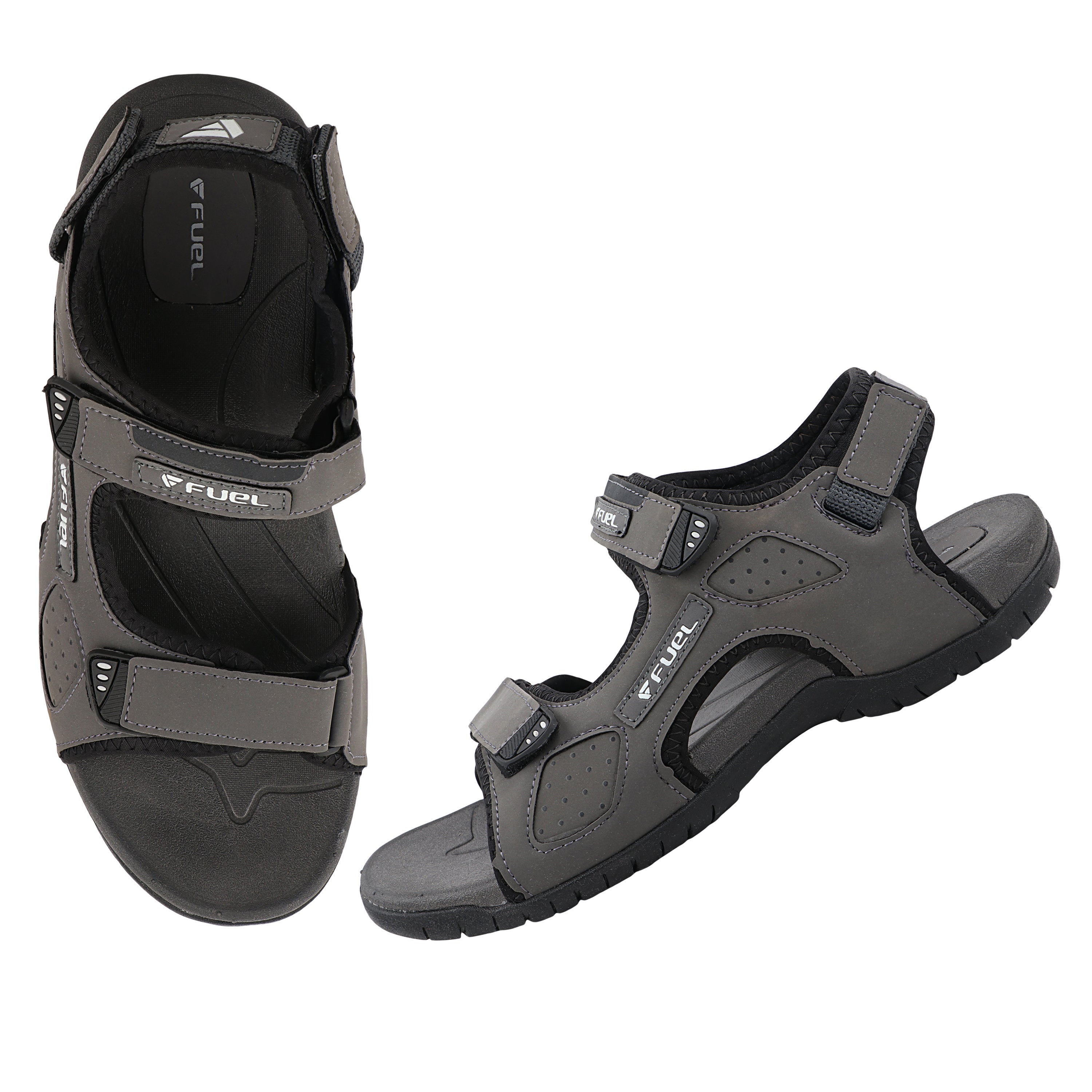 FUEL 2112-07 Tough Grip Sole Adjustable Velcro Sports Sandals (Grey)