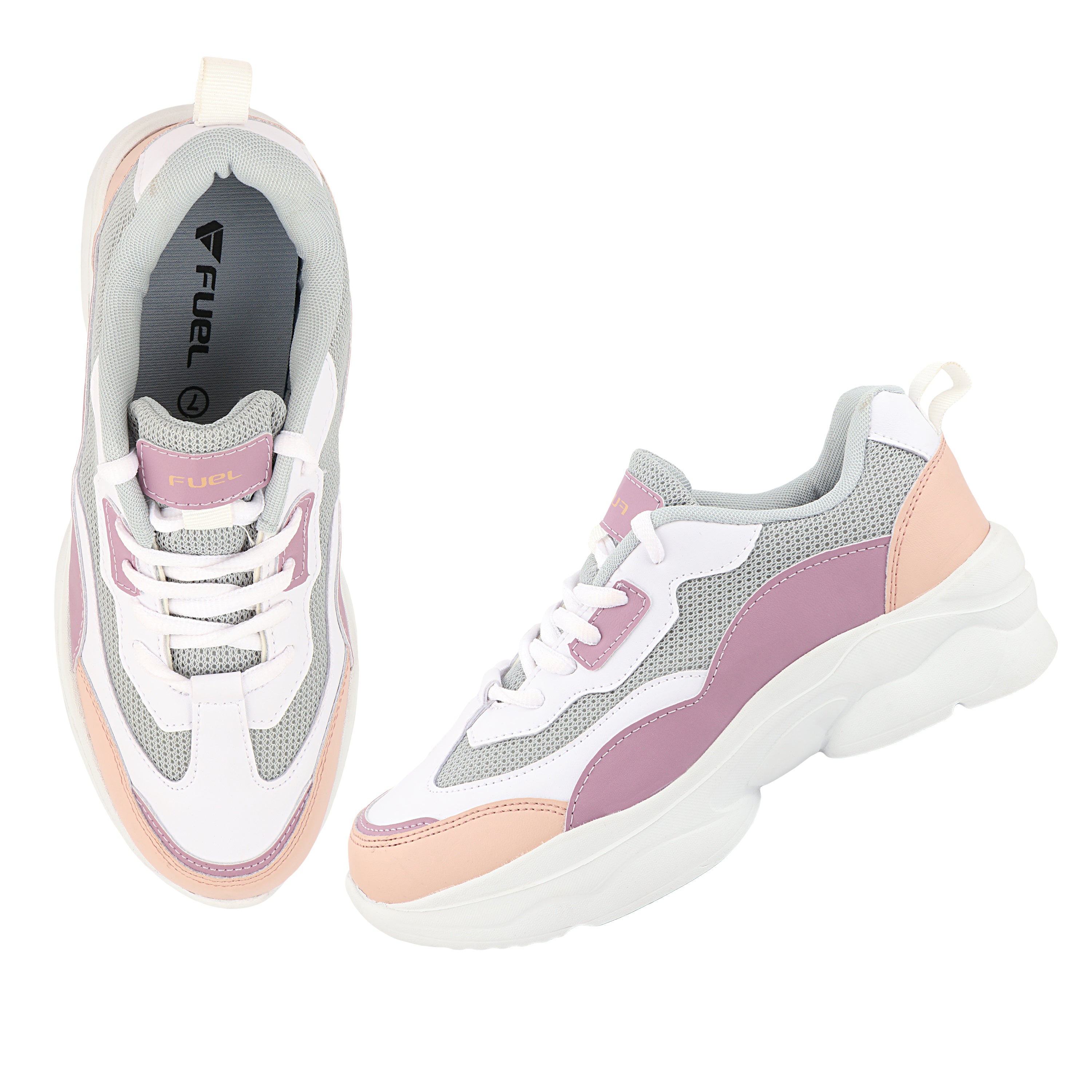 FUEL Lina Lightweight & Comfortable with Lace-Up Running & Daily Wear Sports Shoes for Women's (Peach)