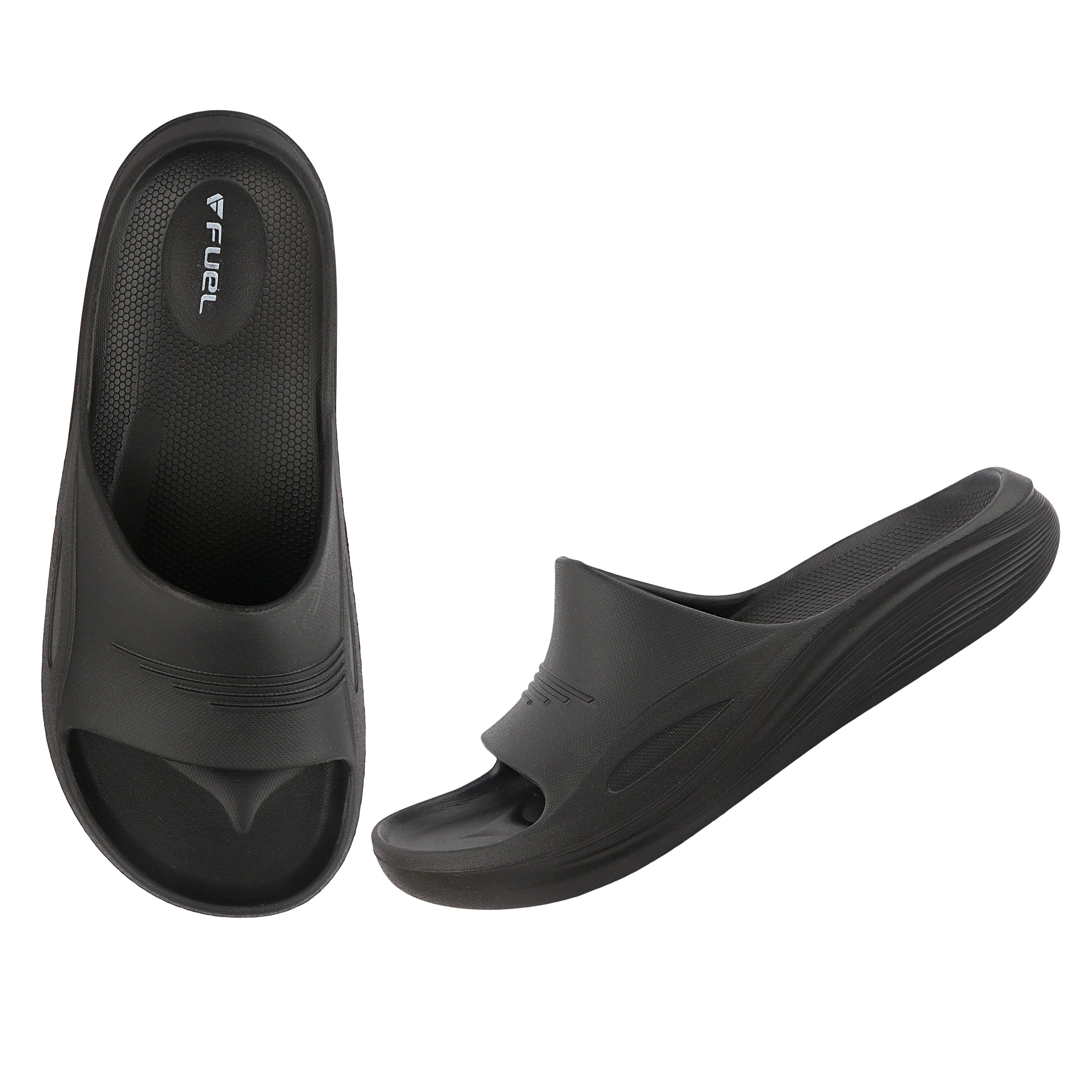 FUEL Cloud Cushioned Footbed and Lightweight Slip-On Design with Anti-Slip Sole for Men's (Black)