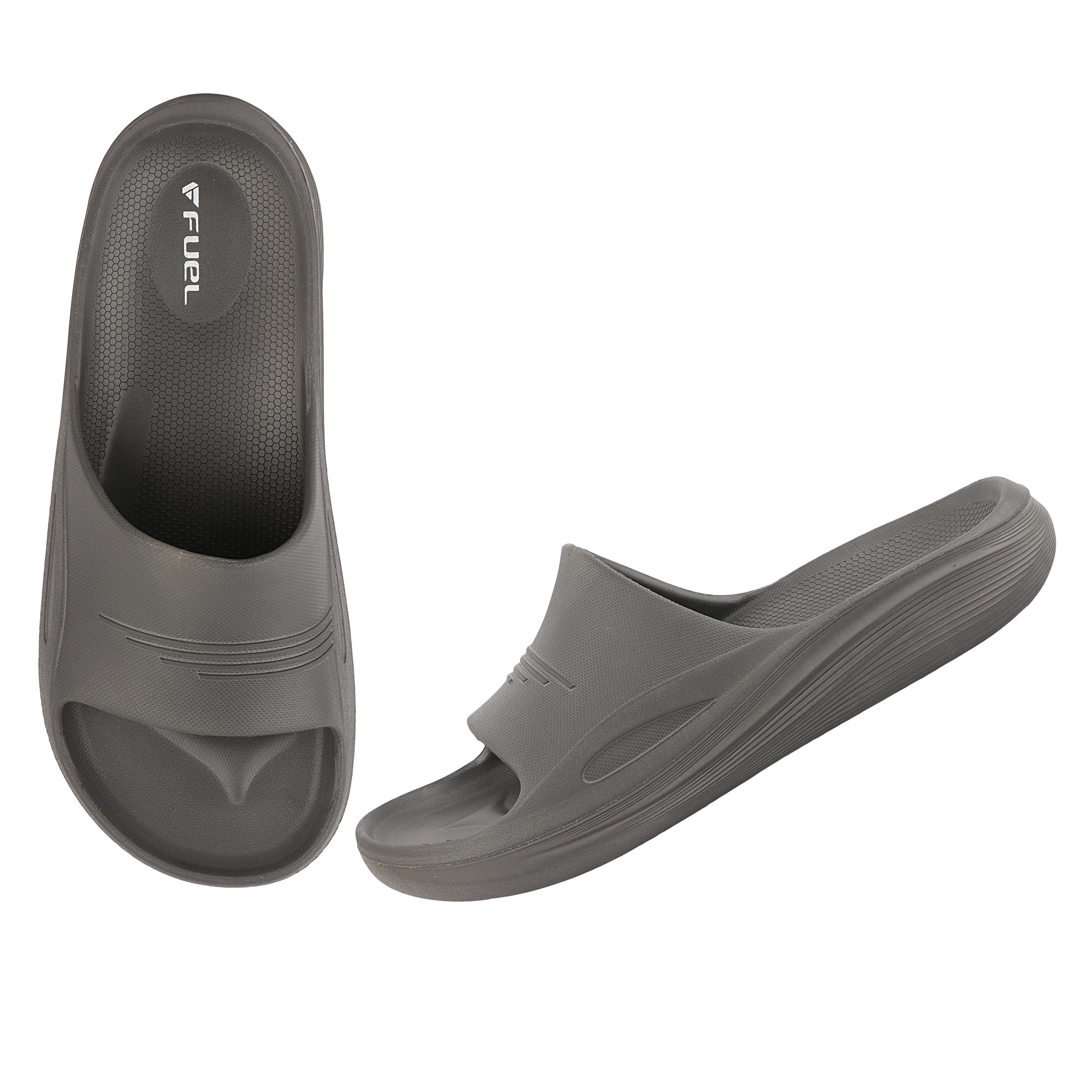 FUEL Cloud Cushioned Footbed and Lightweight Slip-On Design with Anti-Slip Sole for Men's (Grey)
