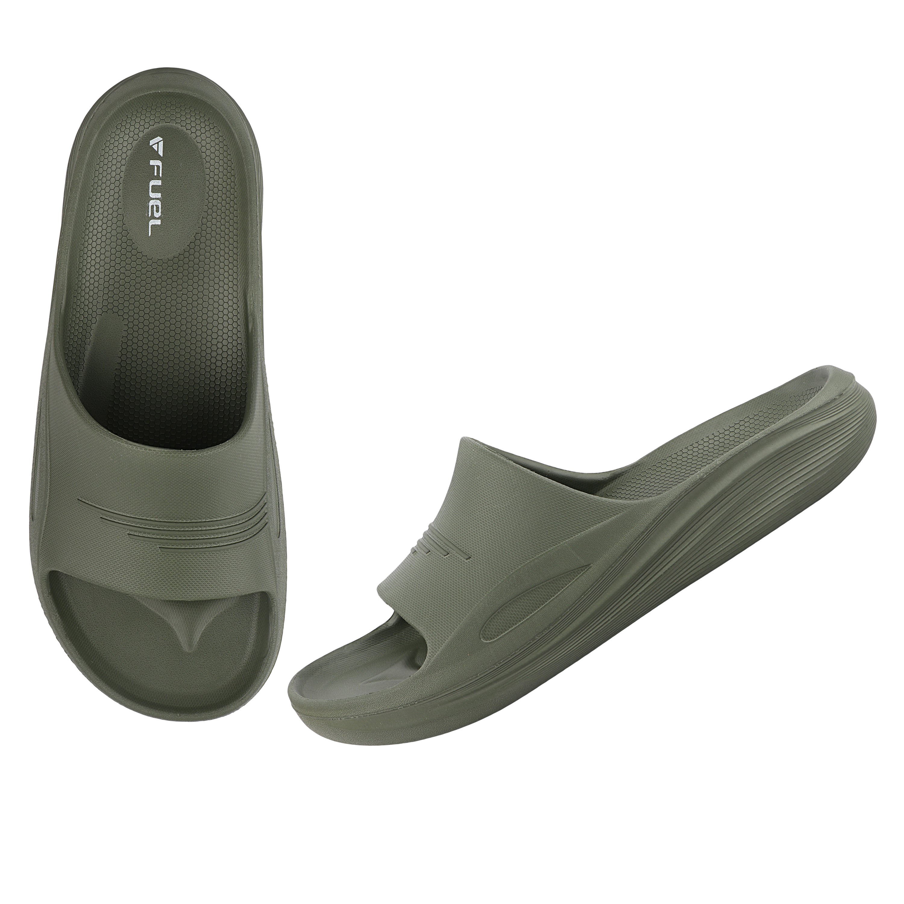 FUEL Cloud Cushioned Footbed and Lightweight Slip-On Design with Anti-Slip Sole for Men's (Olive)