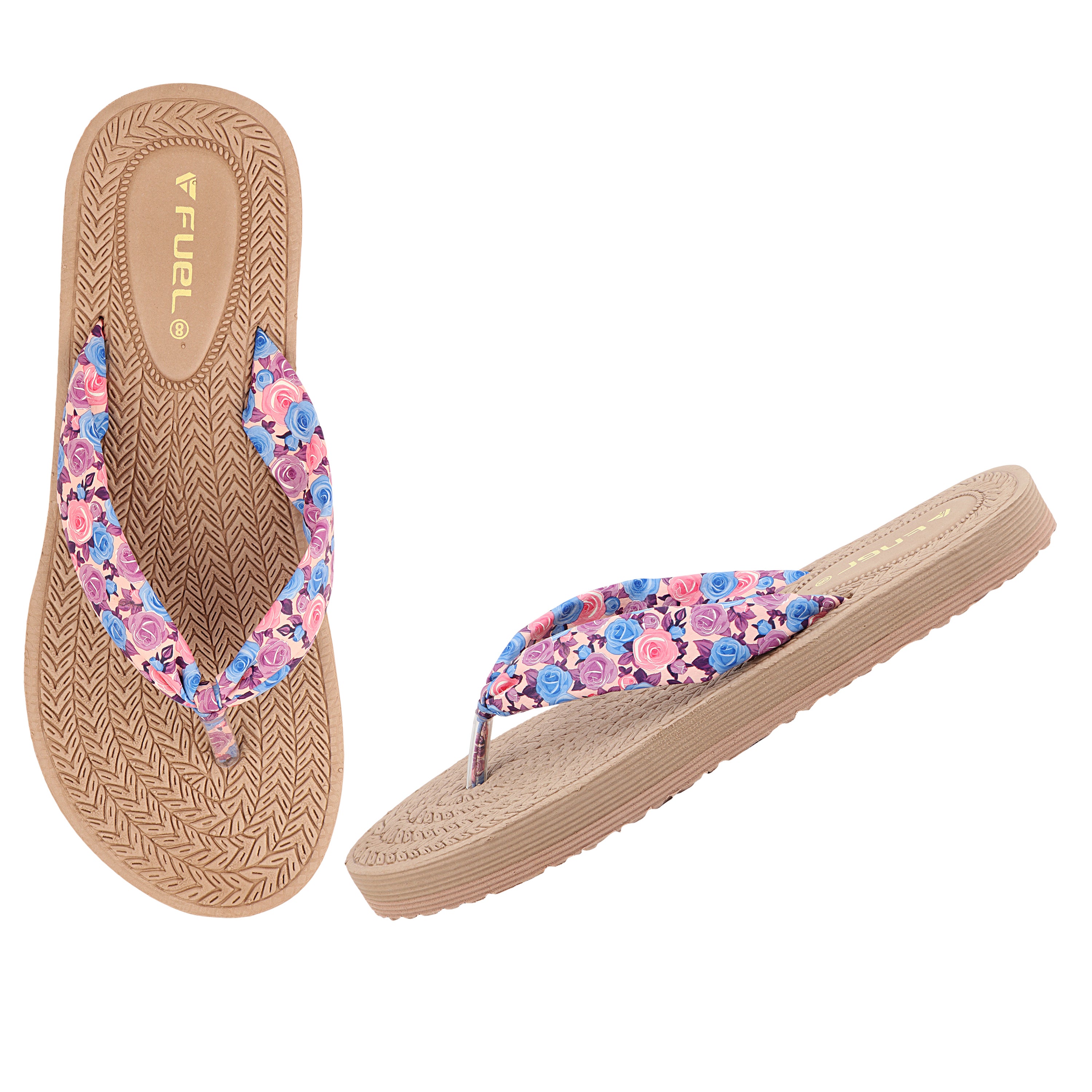 FUEL Flora Cushioned Footbed with Synthetic Cloth Upper & Lightweight EVA Sole for Women's (Purple)