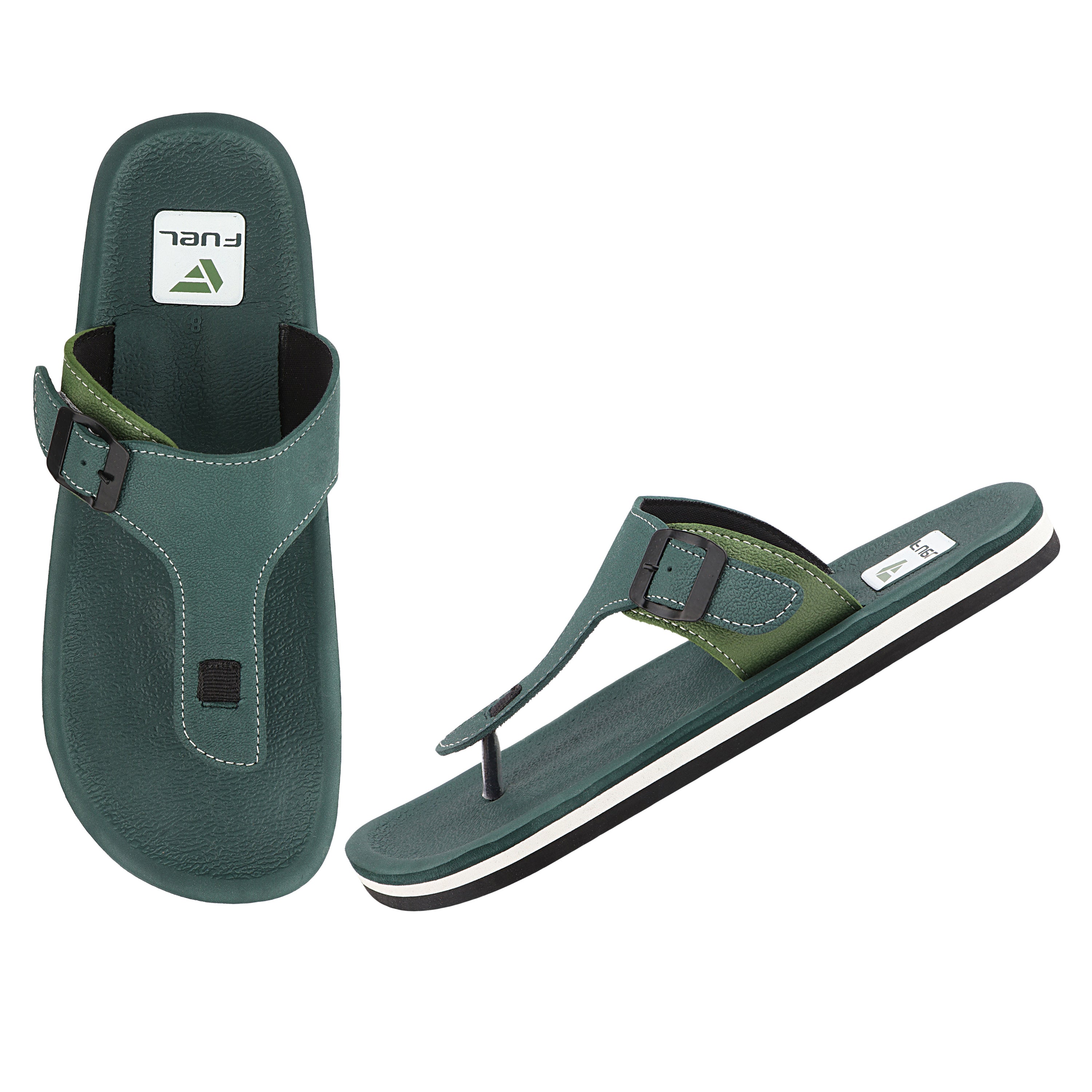 FUEL Walkfit Flexible EVA Sole Slippers with Cushioned Support for Men's (Olive)