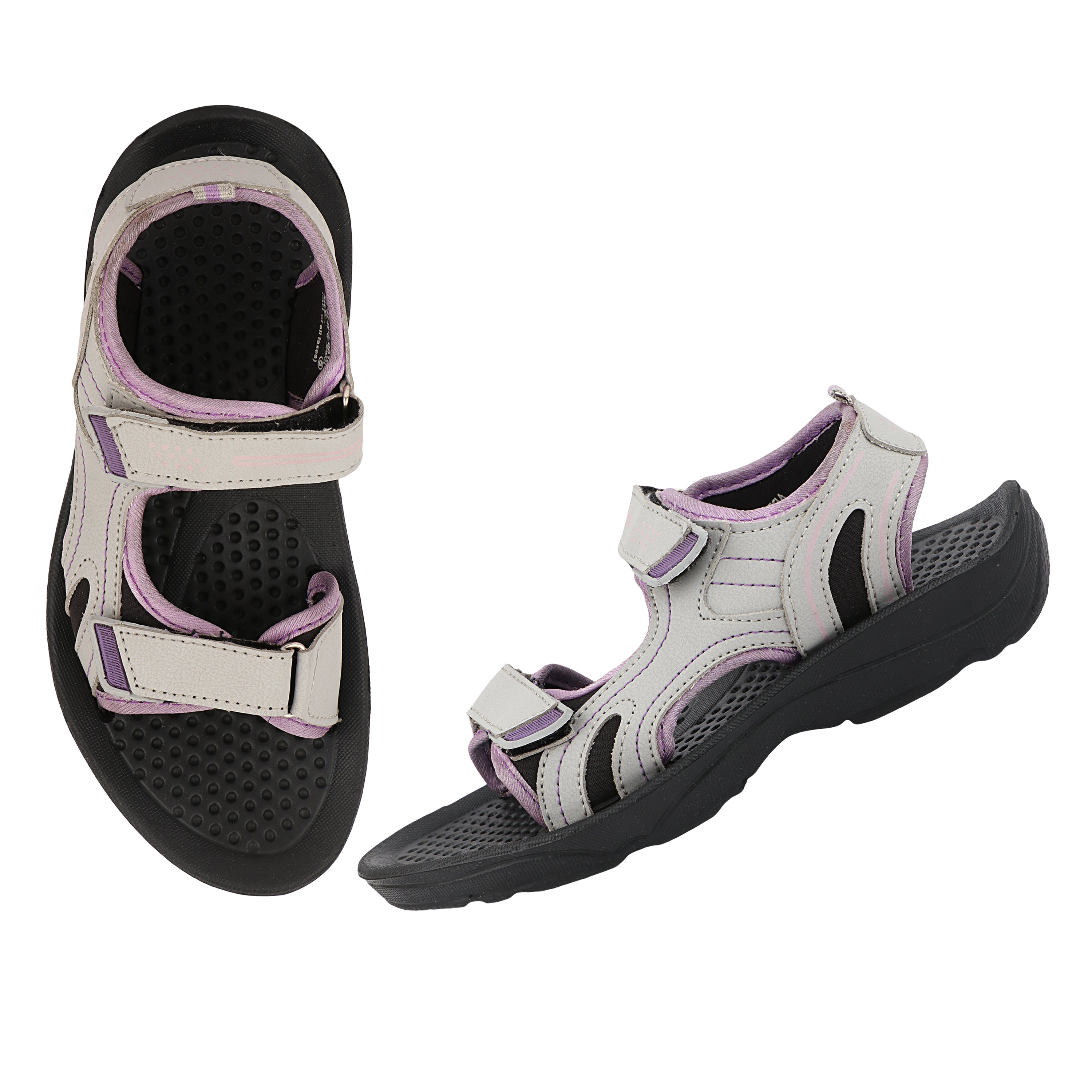 FUEL Flexi Stylish Lightweight & Comfortable with Durable Rexine Upper & EVA Sole Sports Sandal for Women's (Grey)